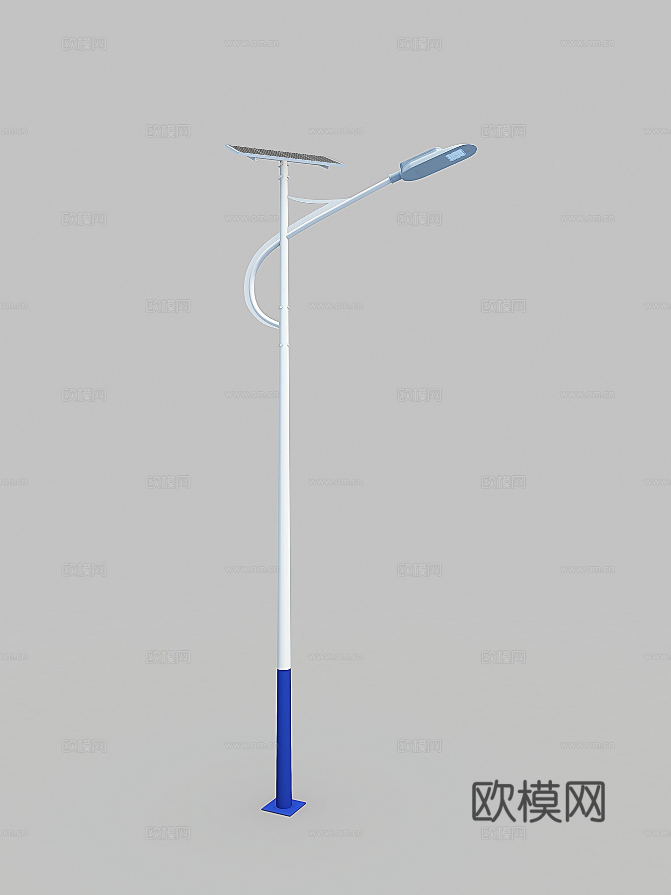 现代户外光伏板太阳能灯杆路灯3d模型下载（渲染图2）