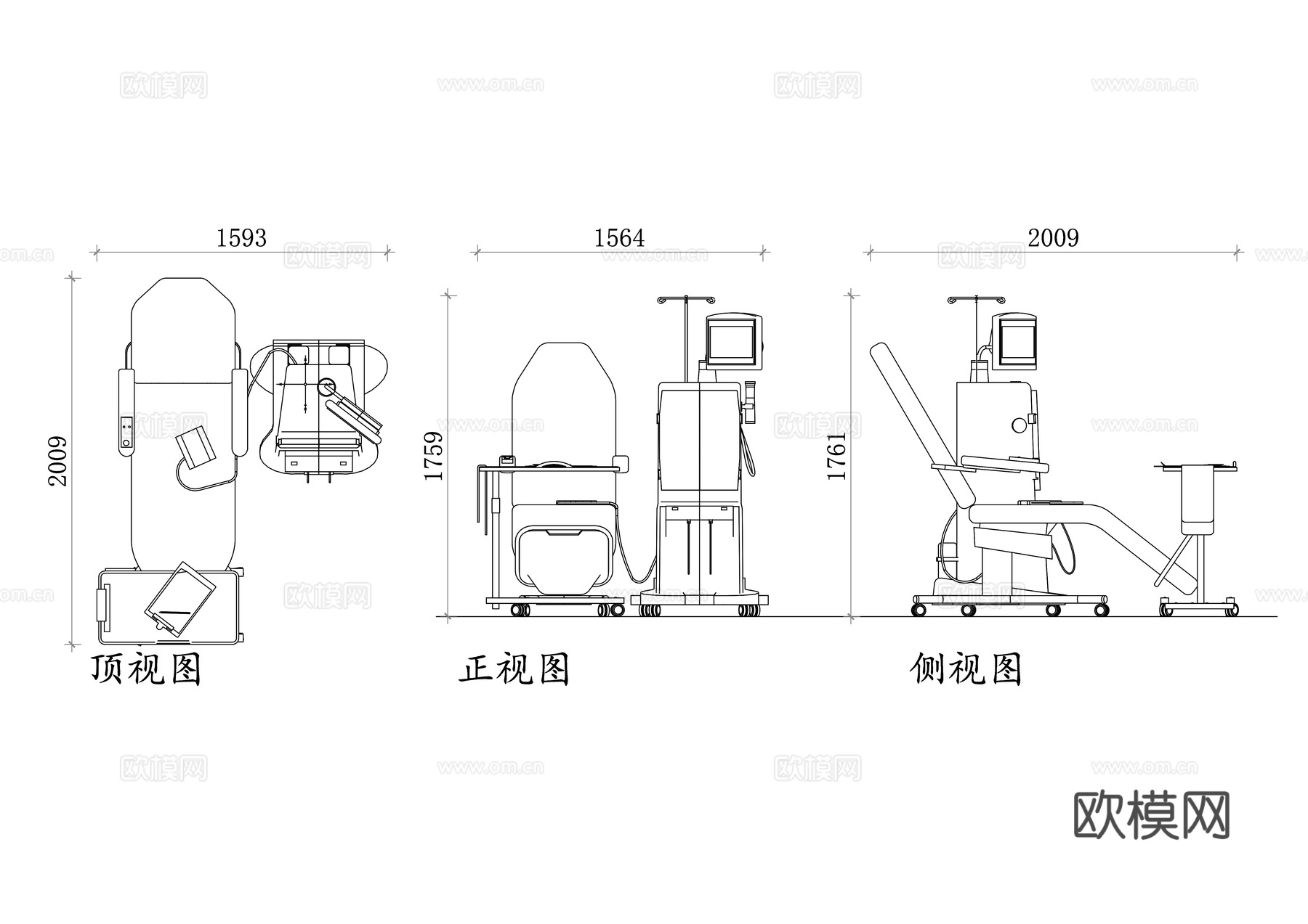 医院血液透析椅 透析专用椅 血液透析治疗椅 肾病透析椅cad施工图