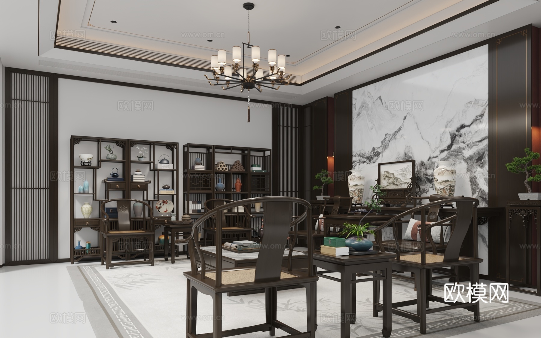 新中式会客厅3d模型