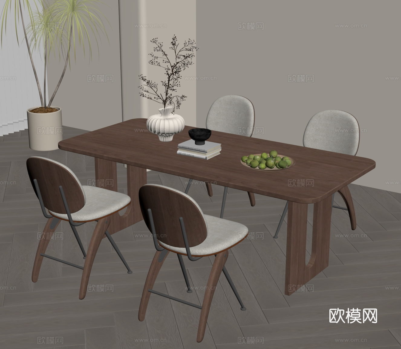 餐桌 中古风餐桌椅su模型