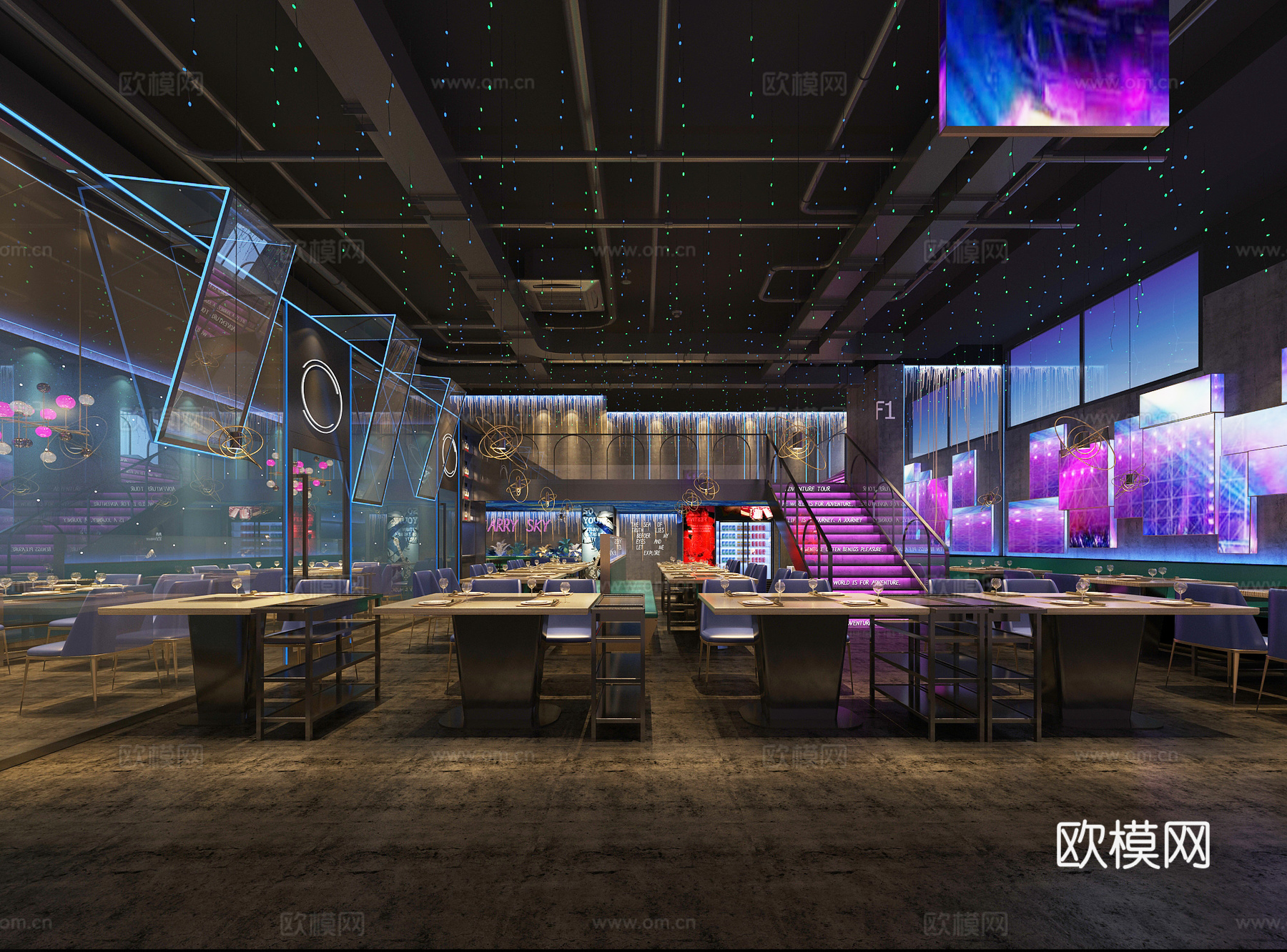 现代酒店空间3d模型