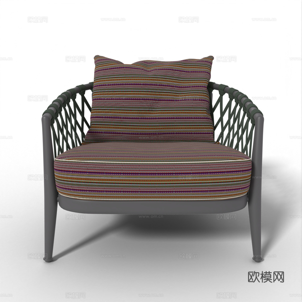 B&B 原木单人沙发3d模型下载（渲染图2）