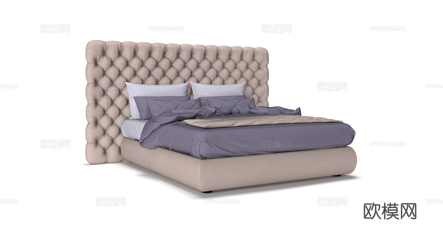 baxter 简欧高背双人床3d模型下载