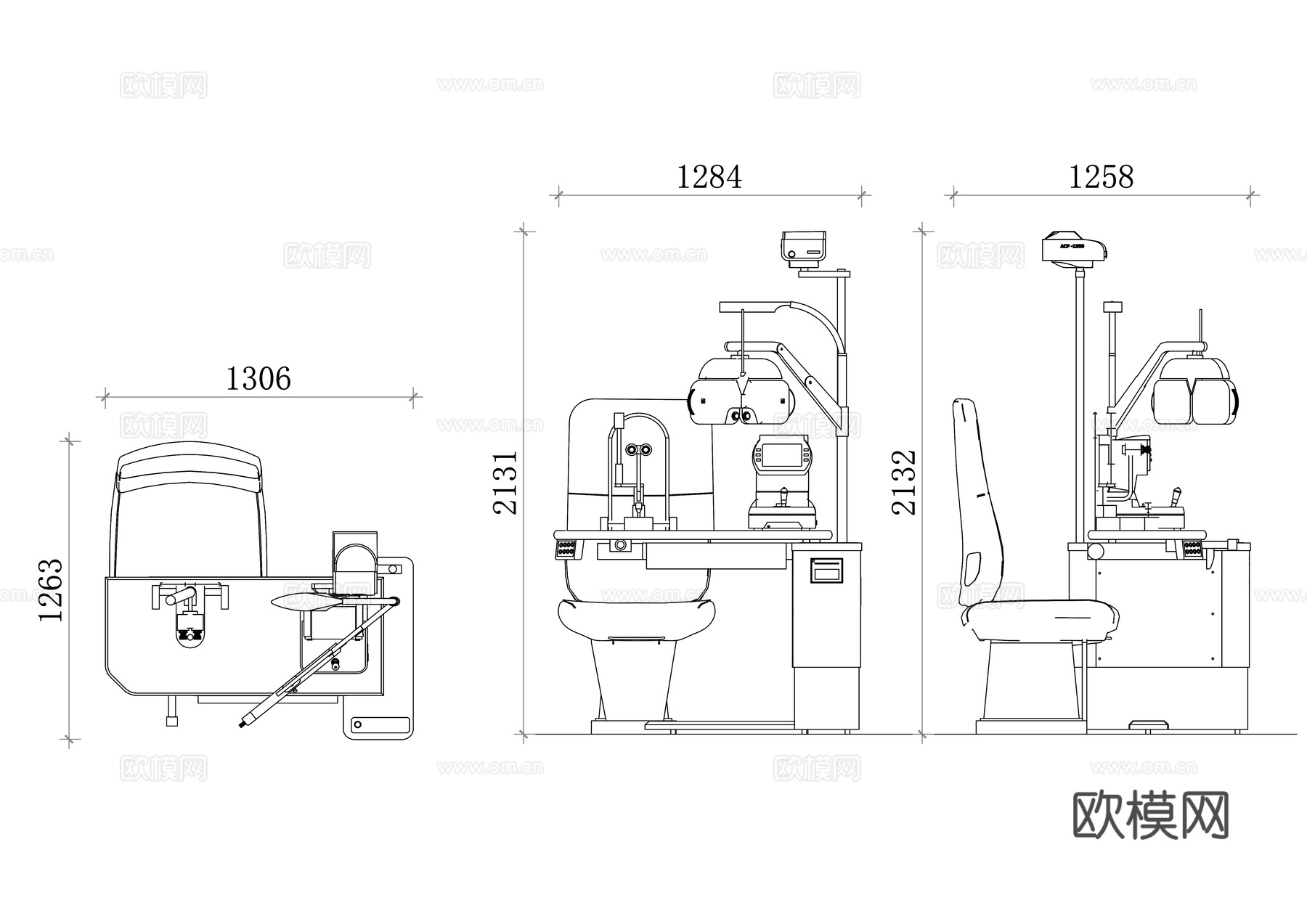 医院眼科设备仪器 眼科检查设备 眼科诊断仪器 视力检测设备cad施工图