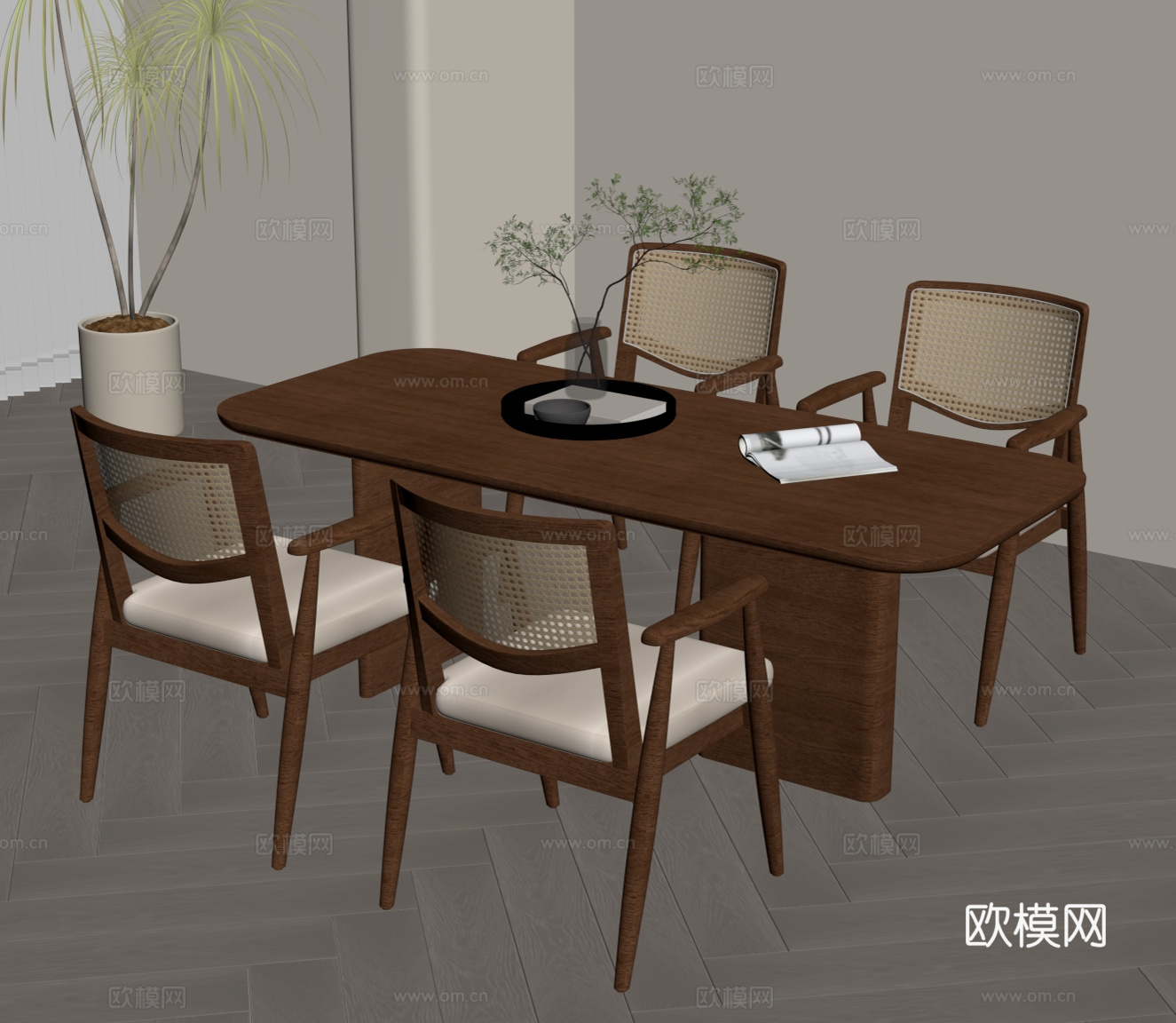 餐桌 中古风餐桌椅su模型