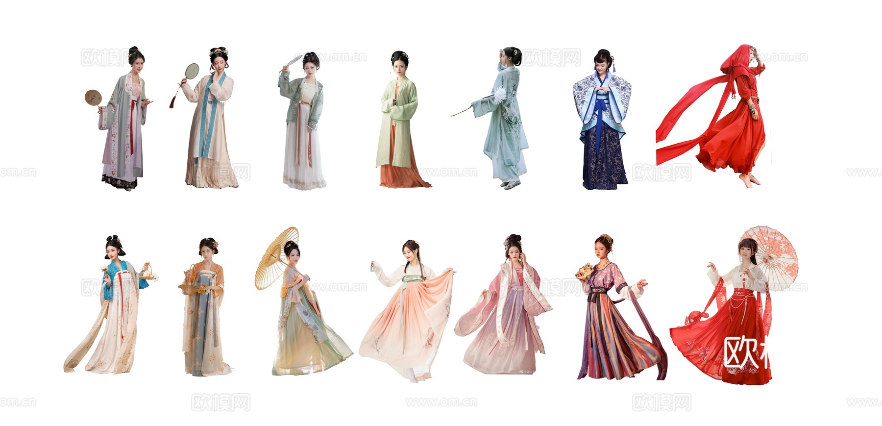 现代 古风人物 汉服女人 古风女人 唐宋汉服 古装人物 拍照su模型