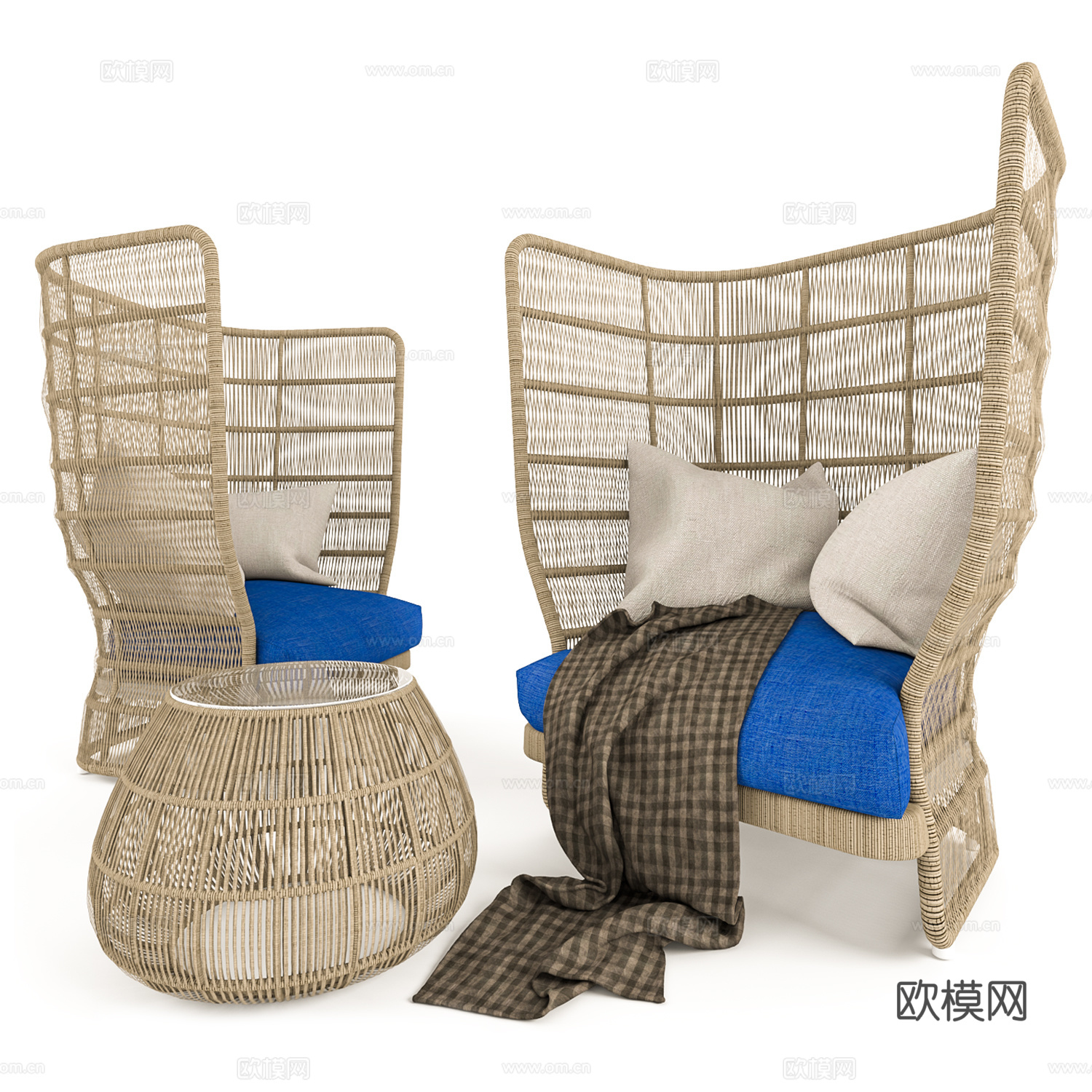 B&B 原木风沙发椅3d模型下载（渲染图2）