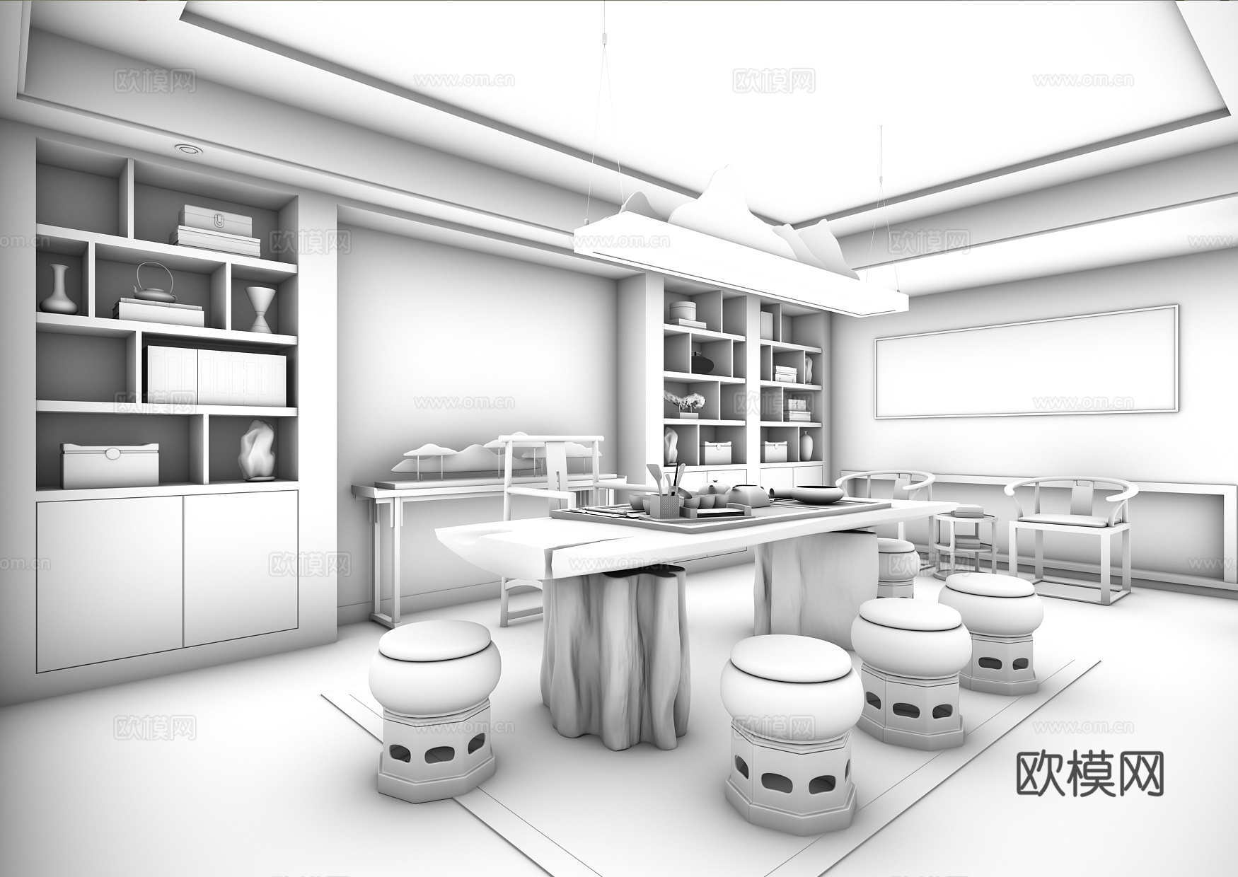 新中式茶室空间3d模型