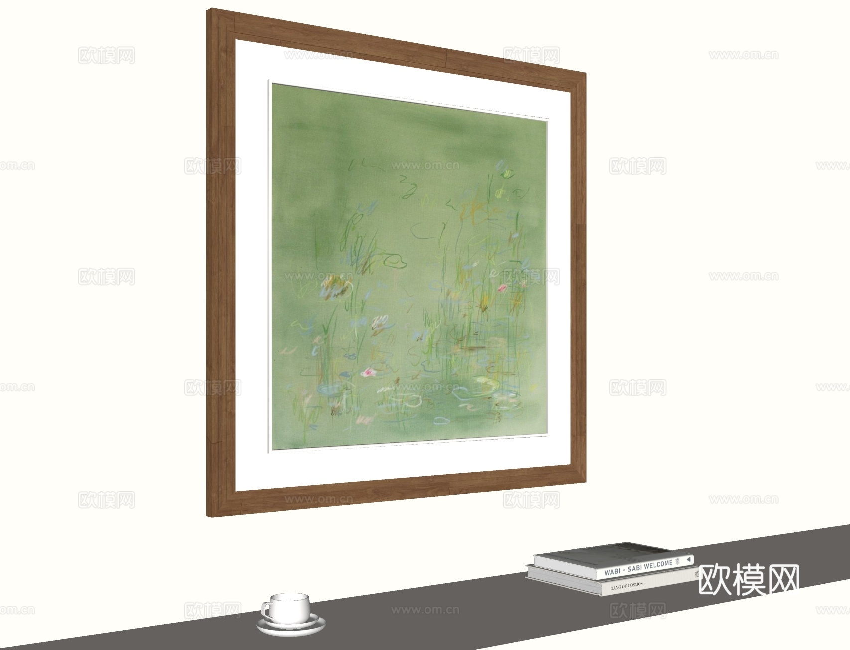 现代挂画 画框su模型