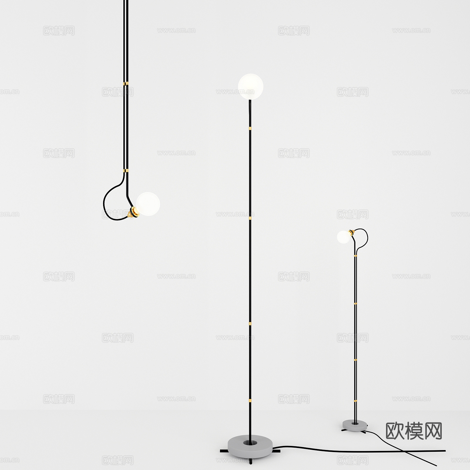 后现代简约落地灯组合3d模型