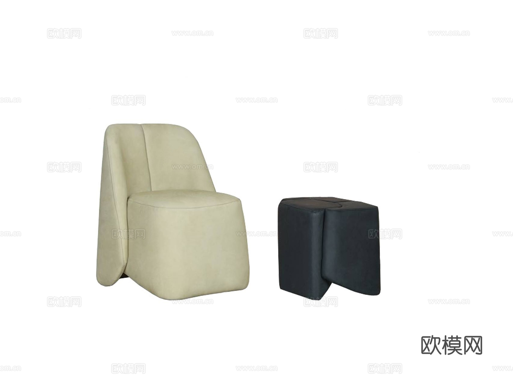 baxter 意式单人沙发3d模型下载（渲染图1）