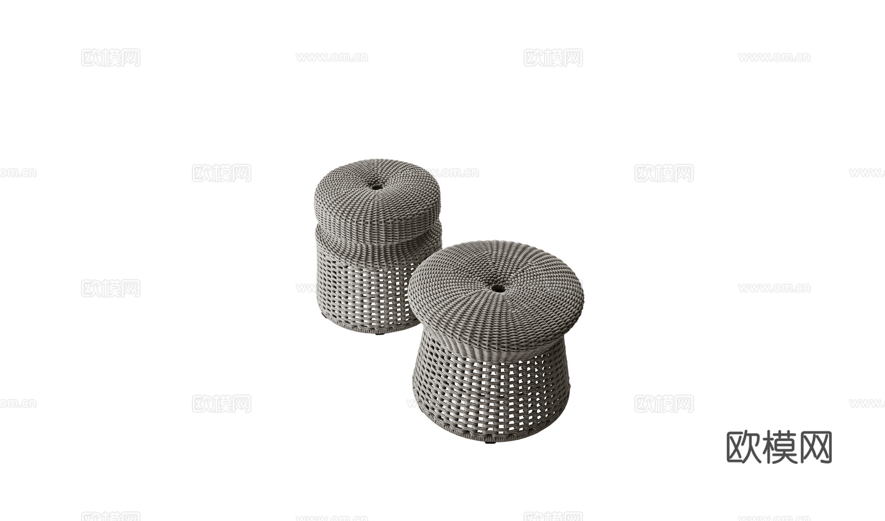 B&B 沙发凳 圆凳3d模型下载（渲染图1）