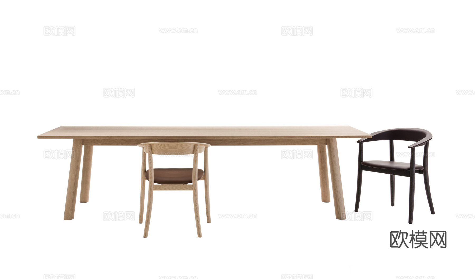 B&B 原木风餐桌椅3d模型下载