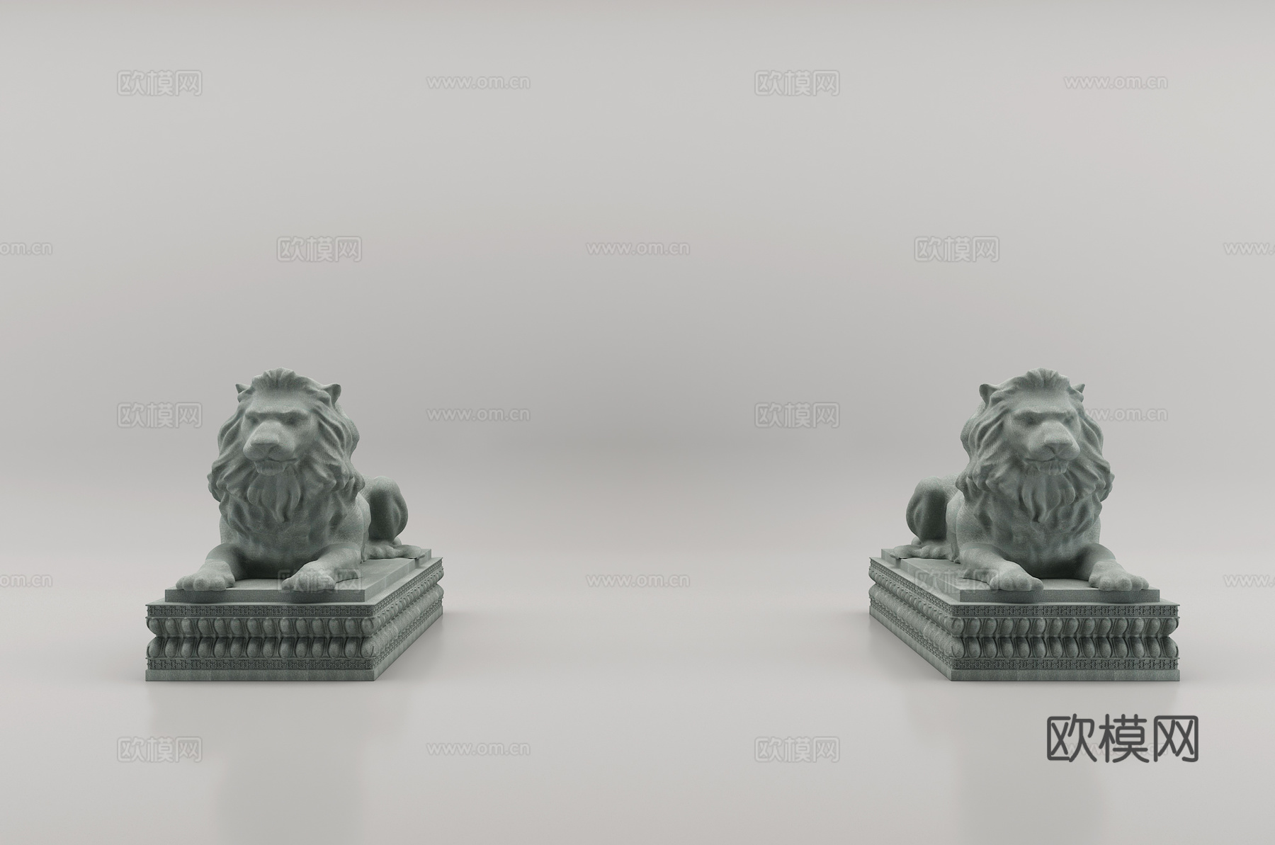 新中式石墩石狮狮子3d模型
