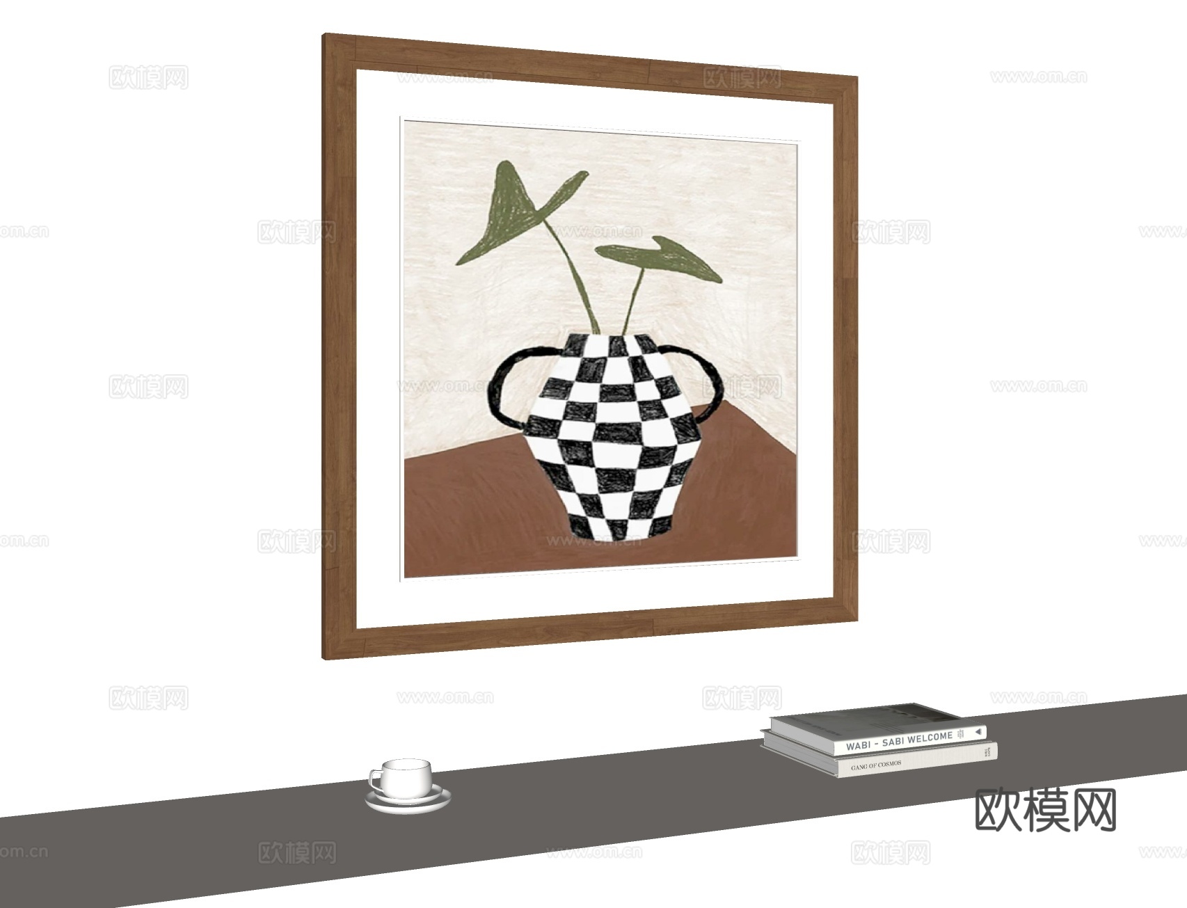 现代挂画 画框su模型