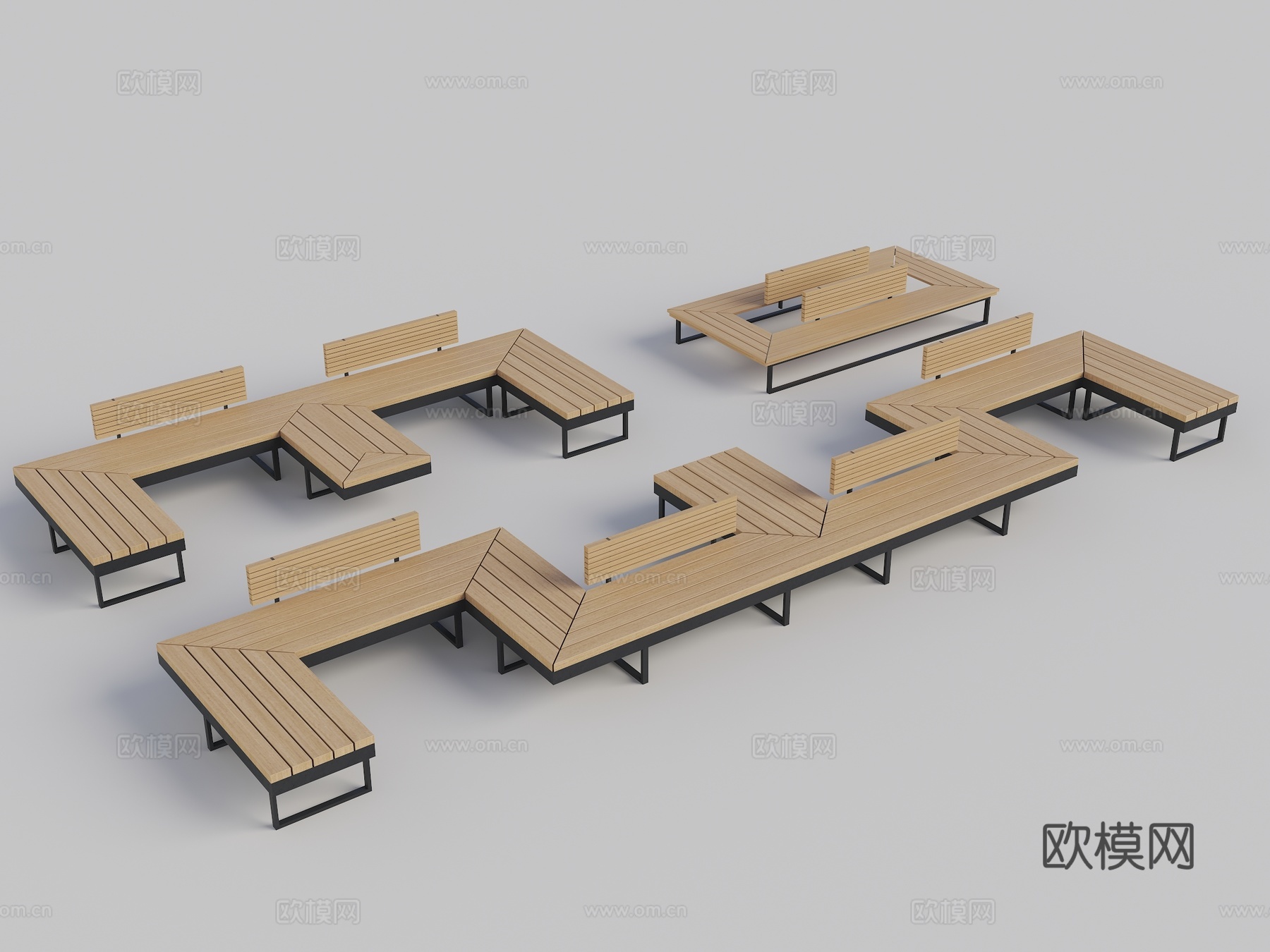 户外座椅 长条座椅 公共座椅 广场座椅 户外景观凳 休息座凳3d模型