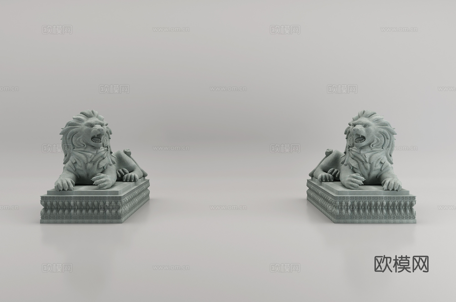 新中式石墩石狮狮子3d模型