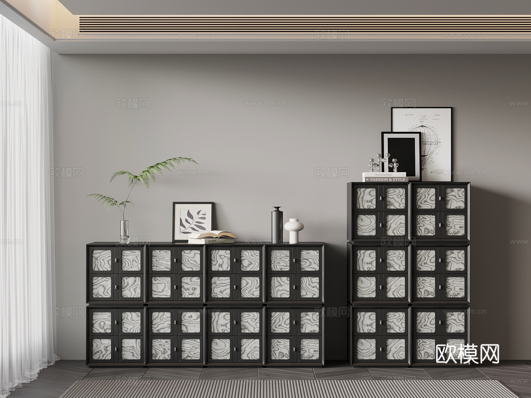 现代意式玄关柜 边柜 高柜3d模型