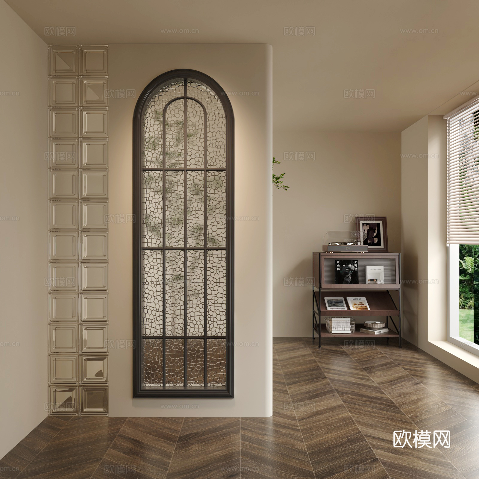 法式美式玻璃隔断3d模型