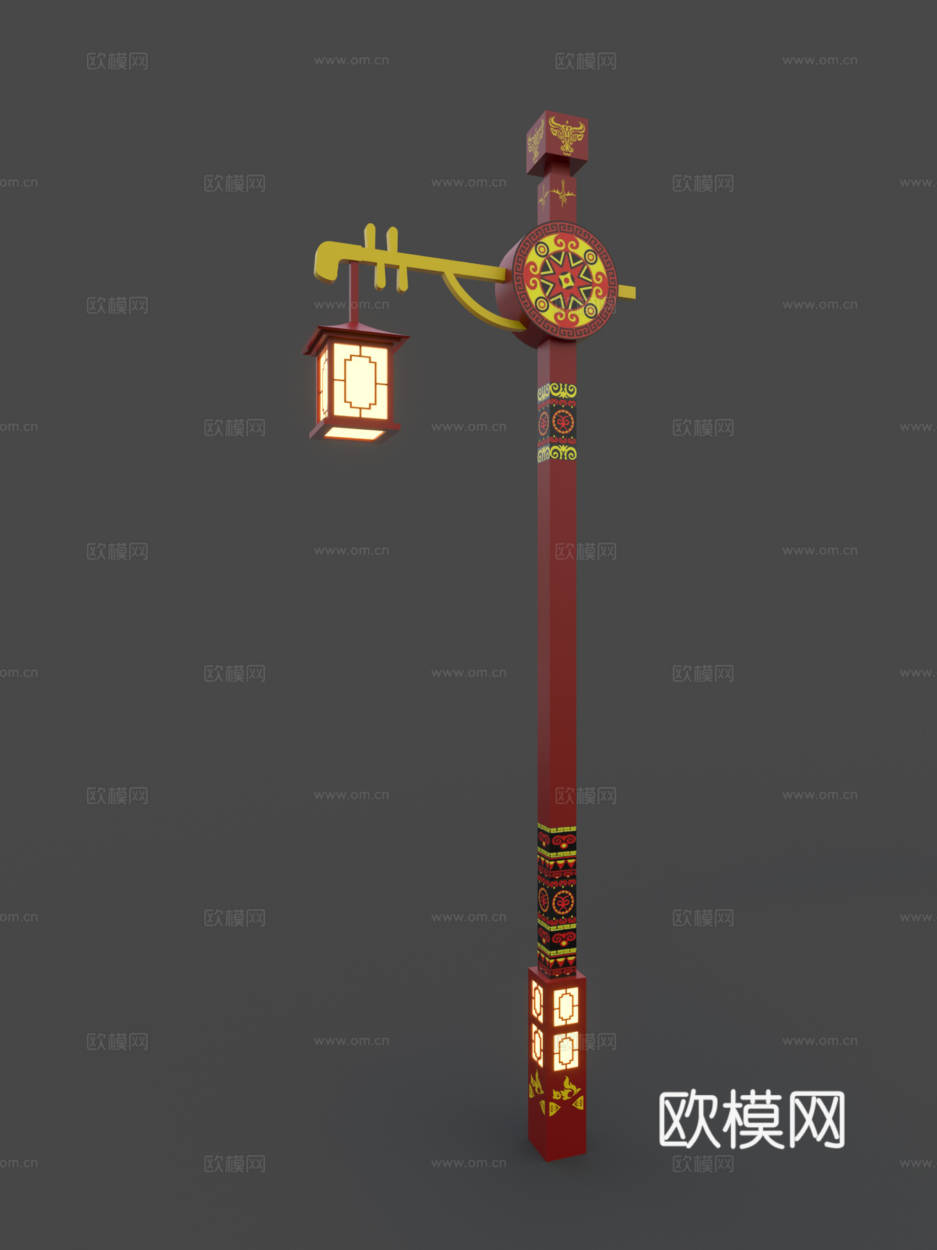 彝族民族胡琴创意灯杆路灯3d模型