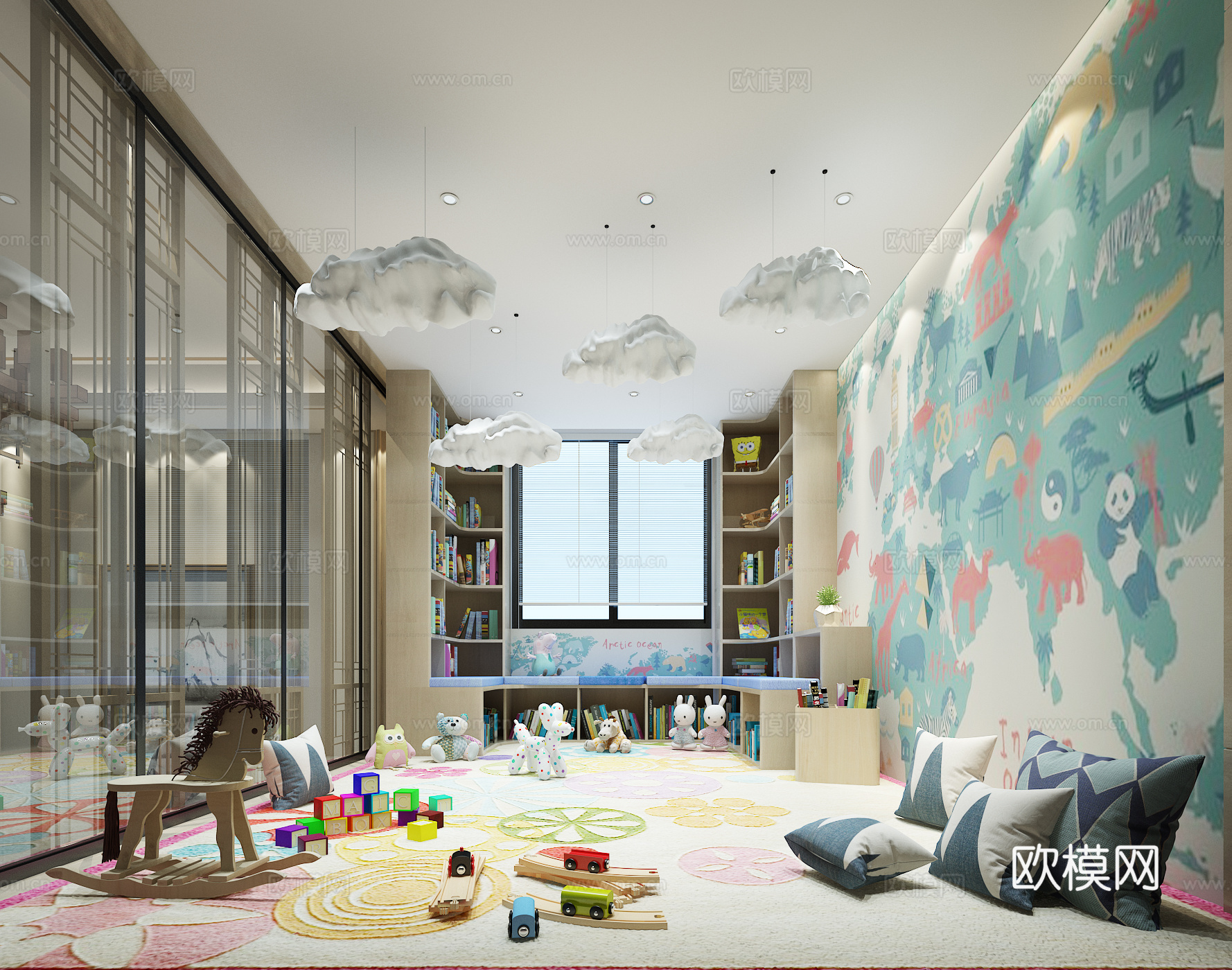 现代幼儿园活动室3d模型