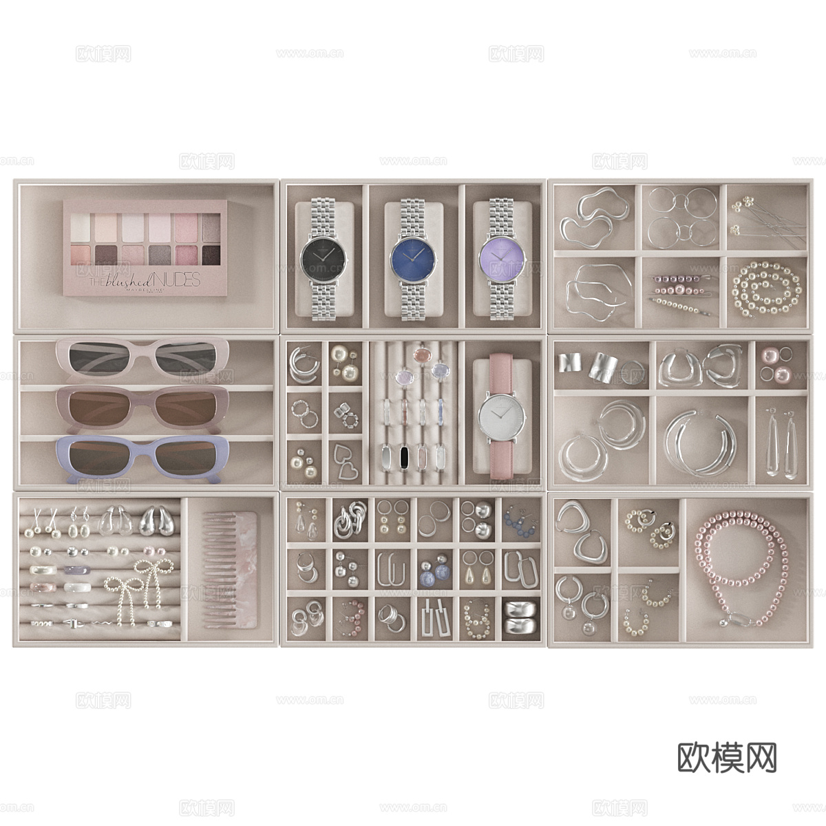 现代银饰珠宝收纳盒3d模型