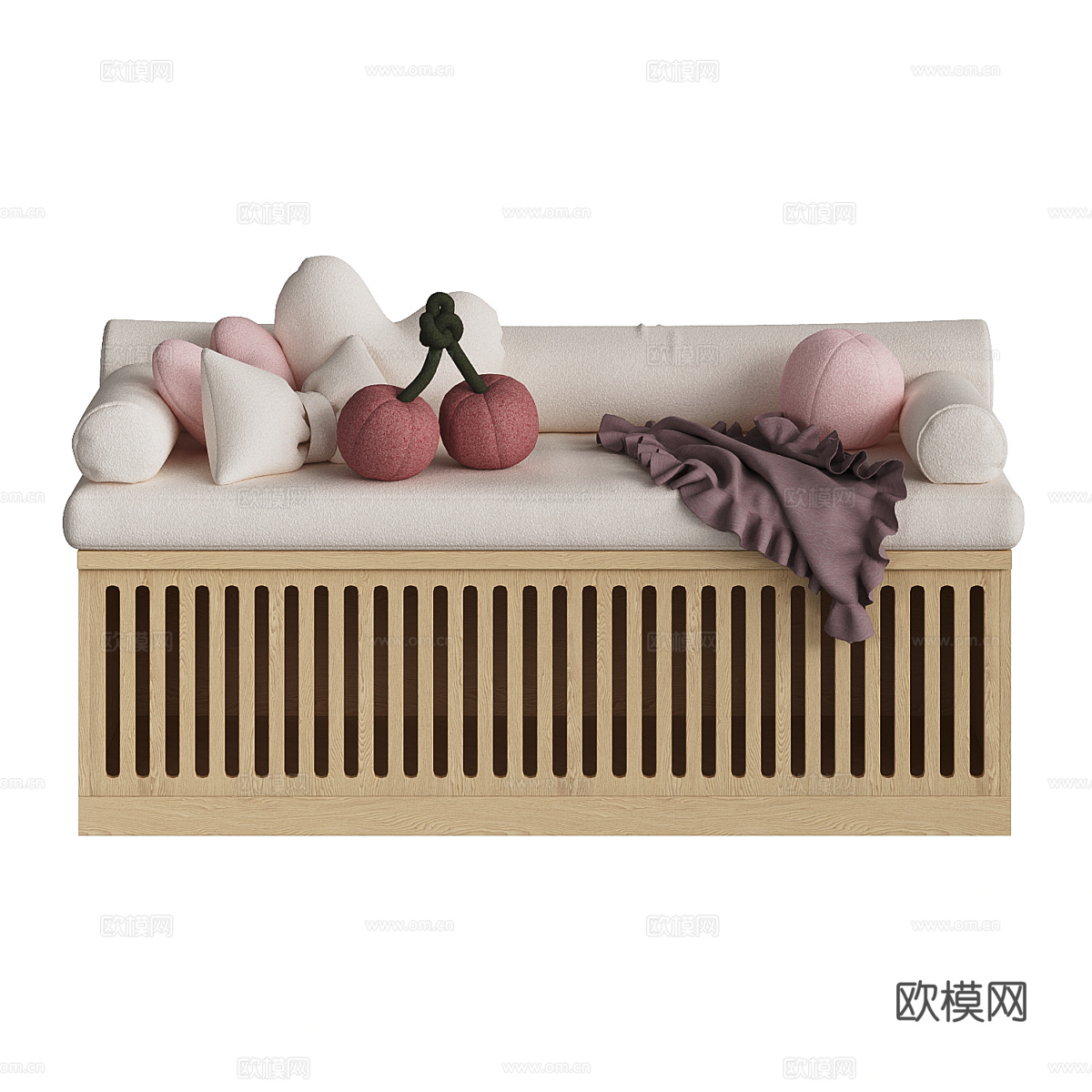 新中式儿童飘窗凳 飘窗垫3d模型下载（渲染图3）