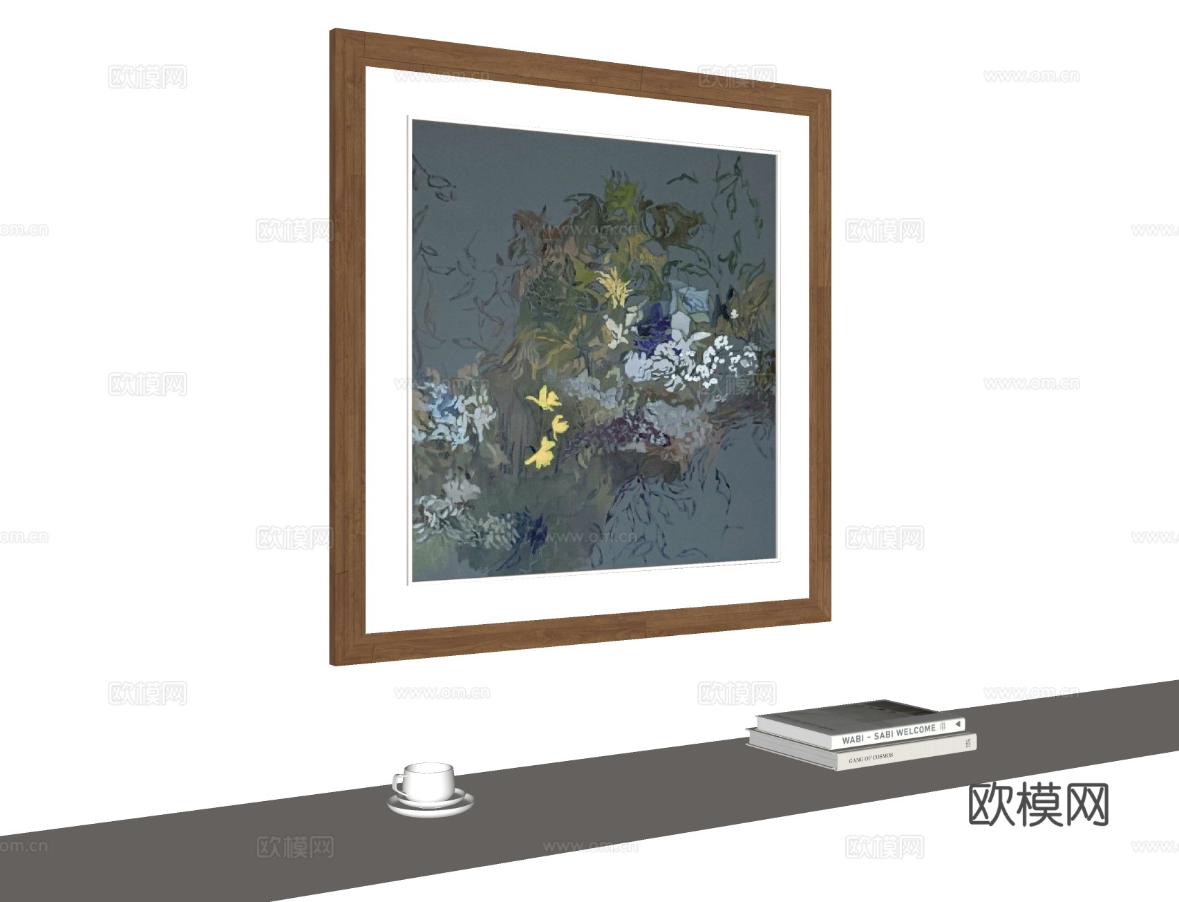 现代挂画 画框su模型