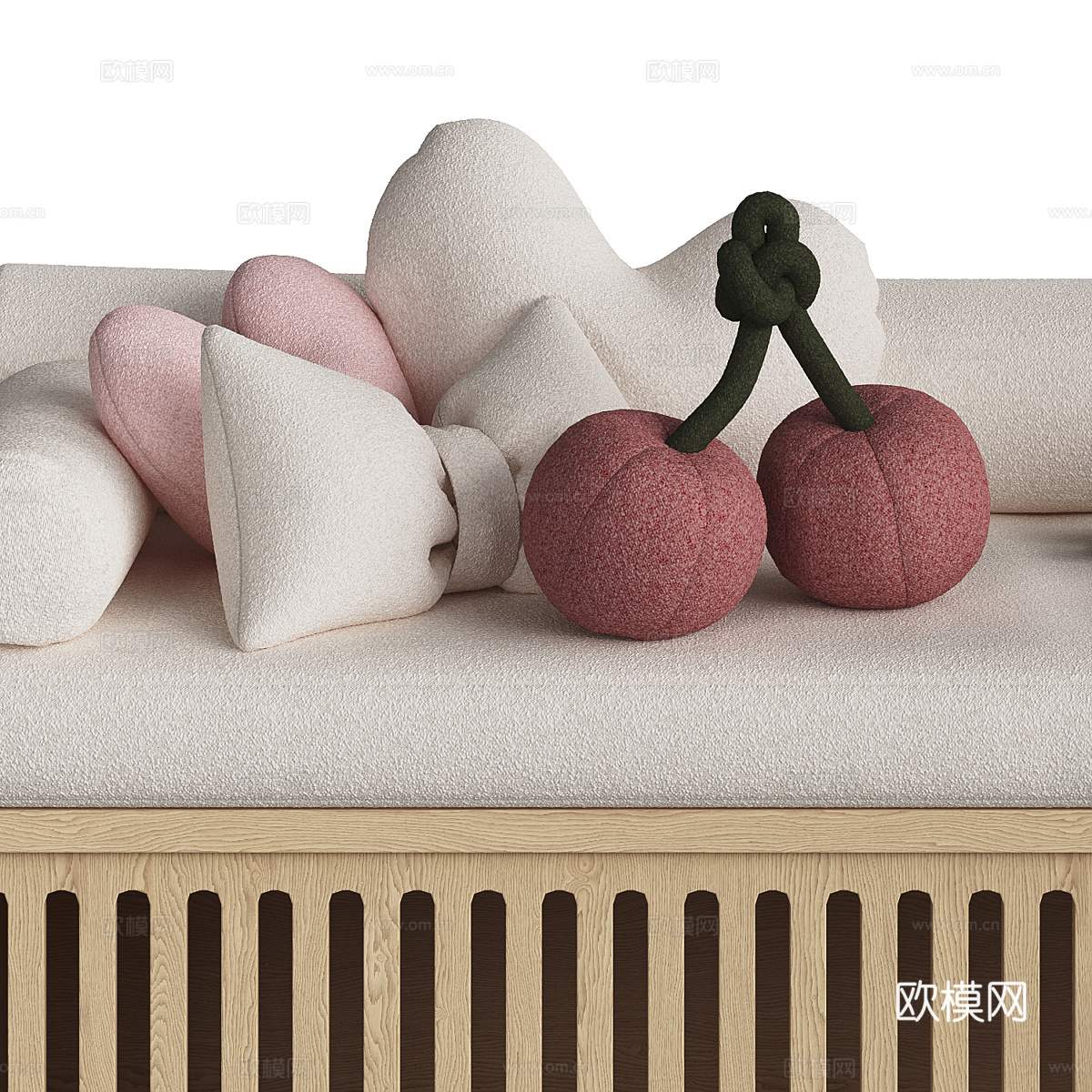 新中式儿童飘窗凳 飘窗垫3d模型下载（渲染图4）