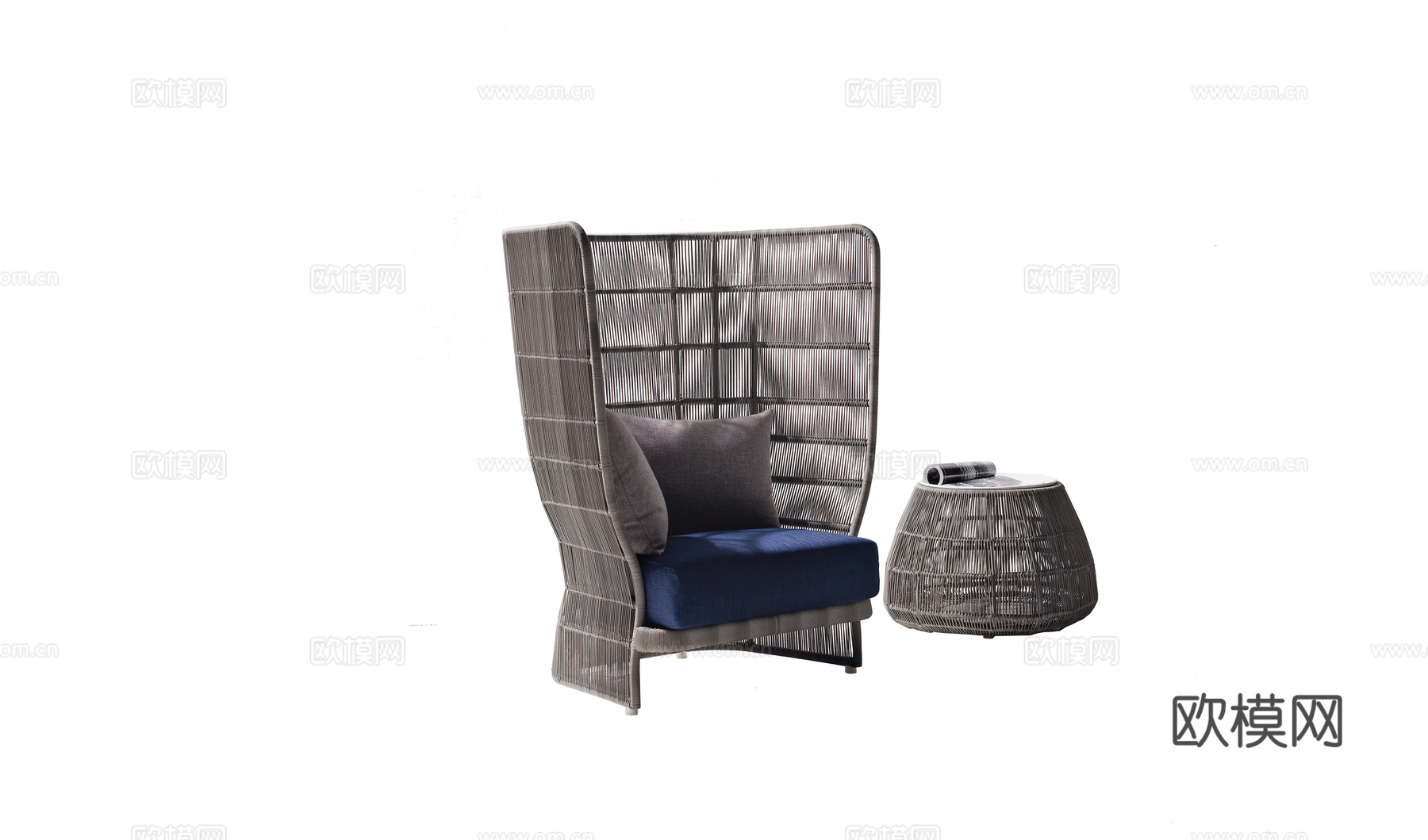 B&B 原木风沙发椅3d模型下载（渲染图1）