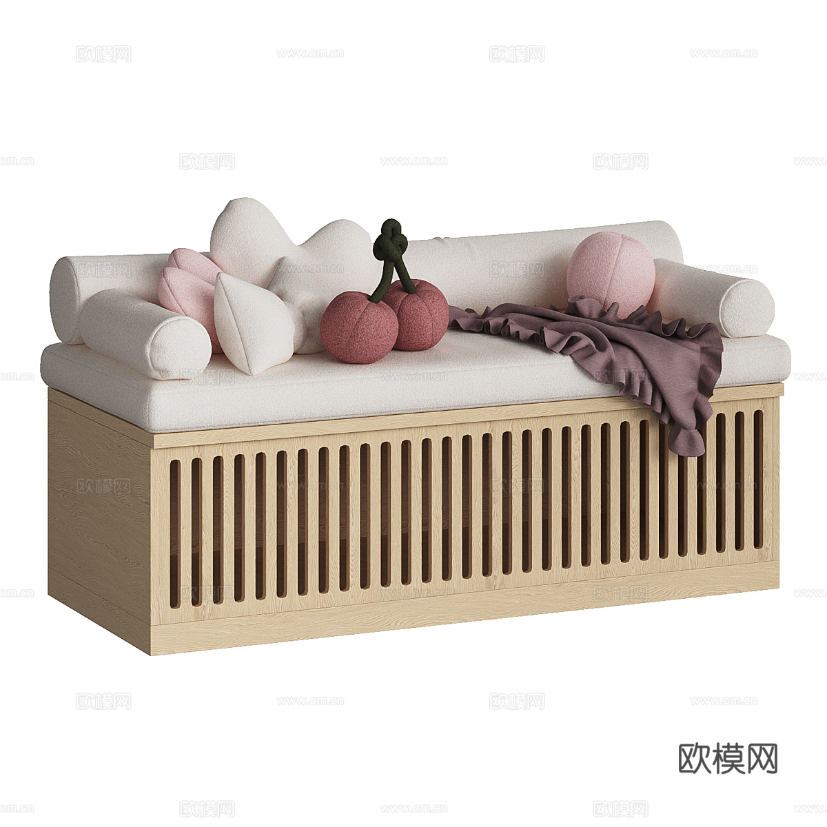 新中式儿童飘窗凳 飘窗垫3d模型下载（渲染图2）