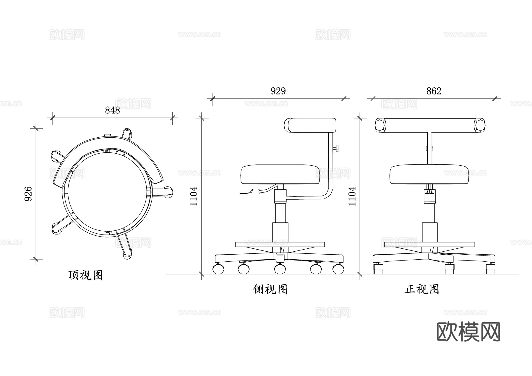 牙科助理椅 牙医助手椅 诊所辅助椅 医疗助理座椅 牙科诊疗椅cad施工图