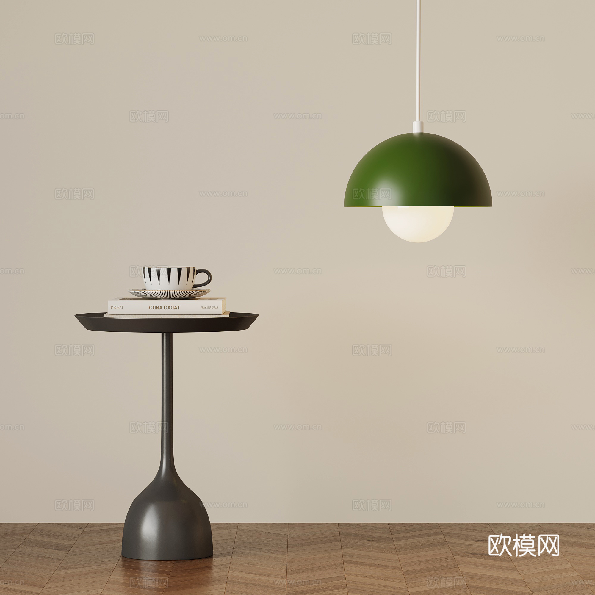 法式复古边几 圆形边几 吊灯3d模型