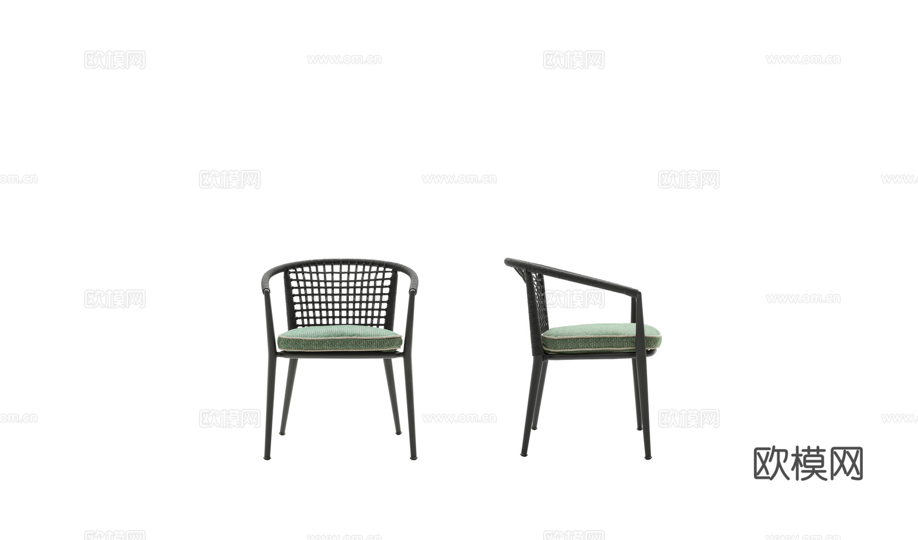 B&B 原木风餐椅3d模型下载（渲染图2）