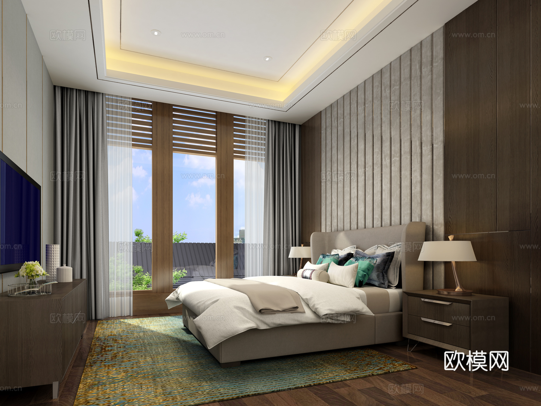 现代风格客房3d模型下载