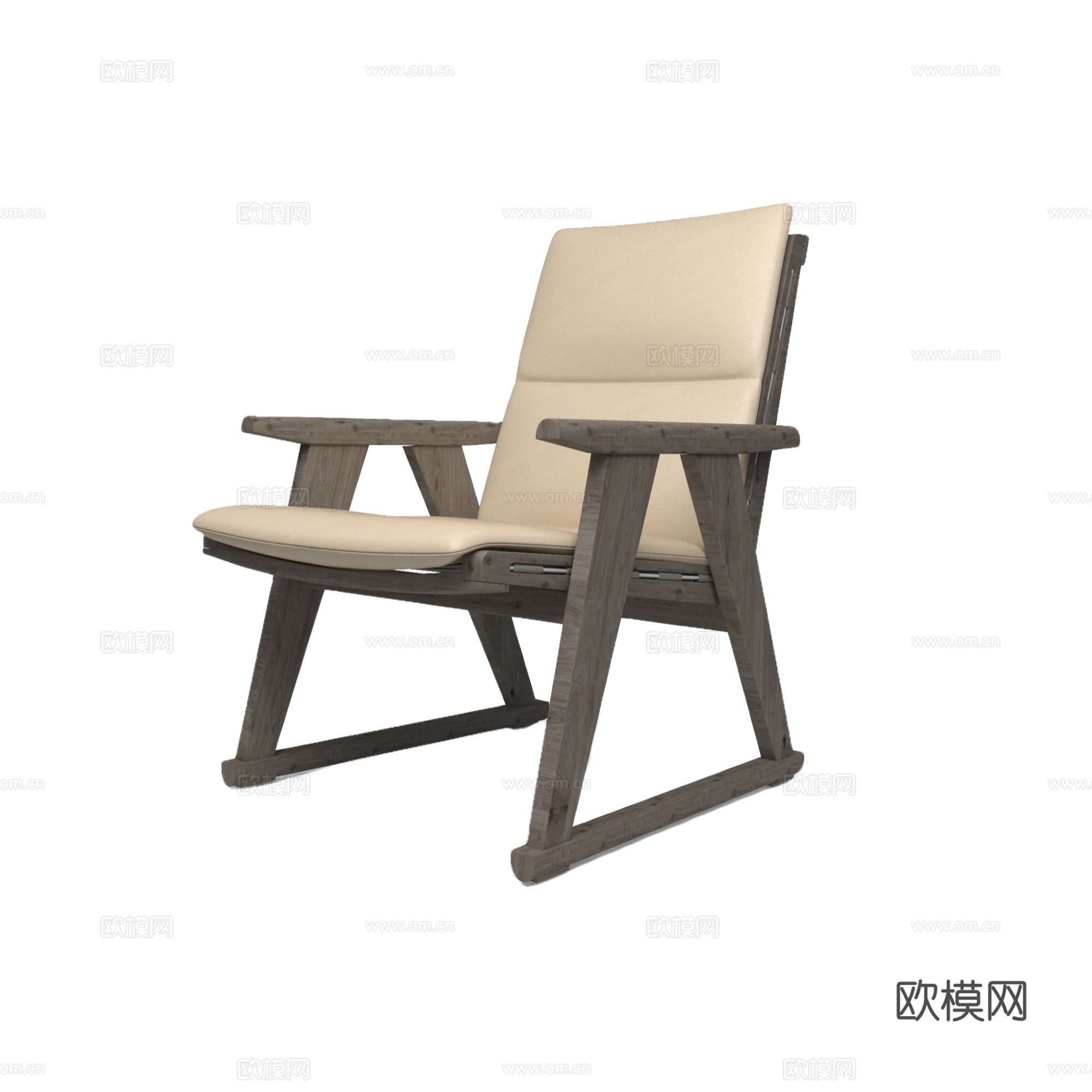 B&B 原木扶手椅3d模型下载（渲染图1）