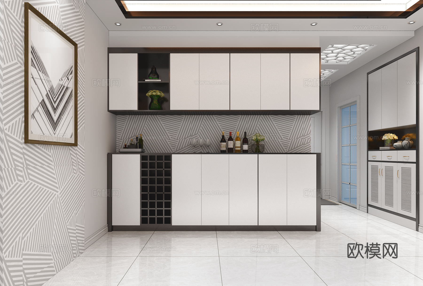 现代酒柜鞋柜3d模型下载
