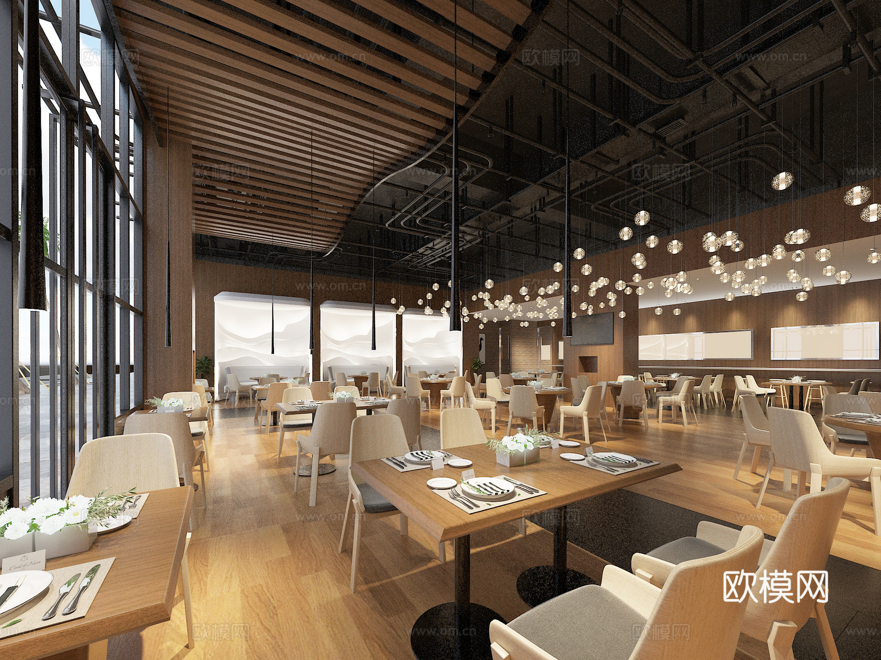 现代临街餐饮空间3d模型