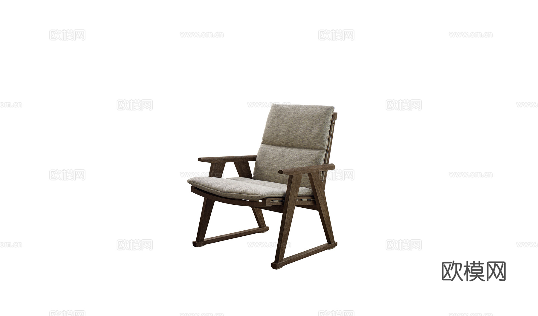 B&B 原木扶手椅3d模型下载（渲染图2）