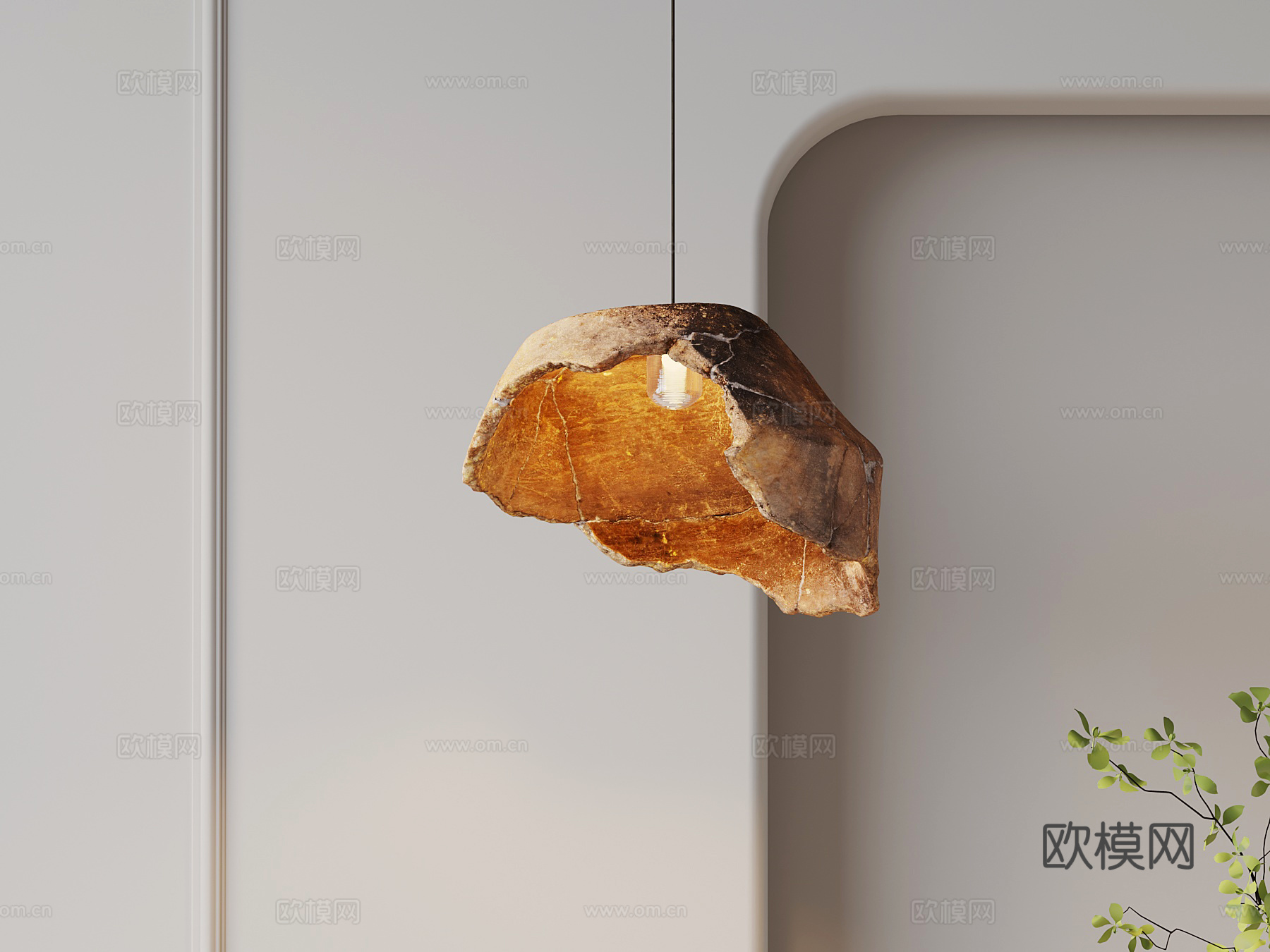 侘寂中古风吊灯3d模型