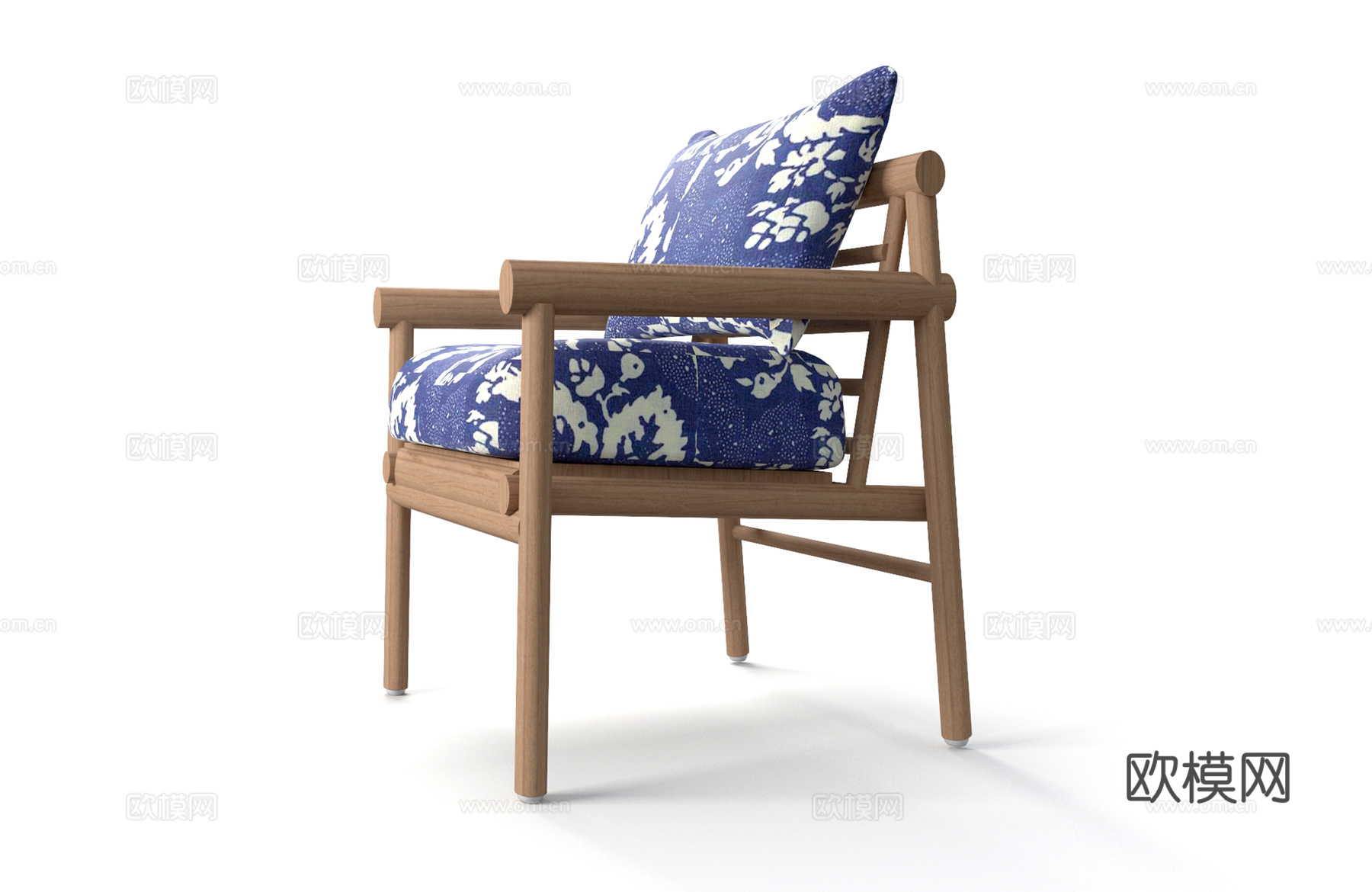 B&B 意式扶手椅3d模型下载（渲染图1）