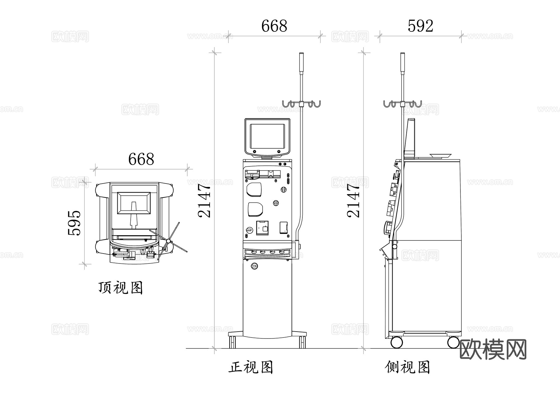 医院透析机 血液透析设备 人工肾机 血液净化机 肾脏透析机cad施工图