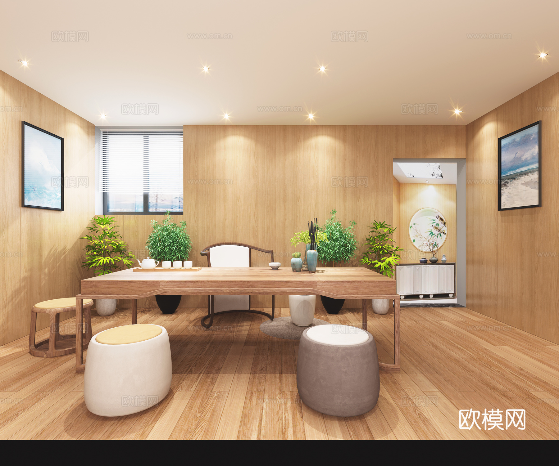 中式茶室 绿植装饰品3d模型