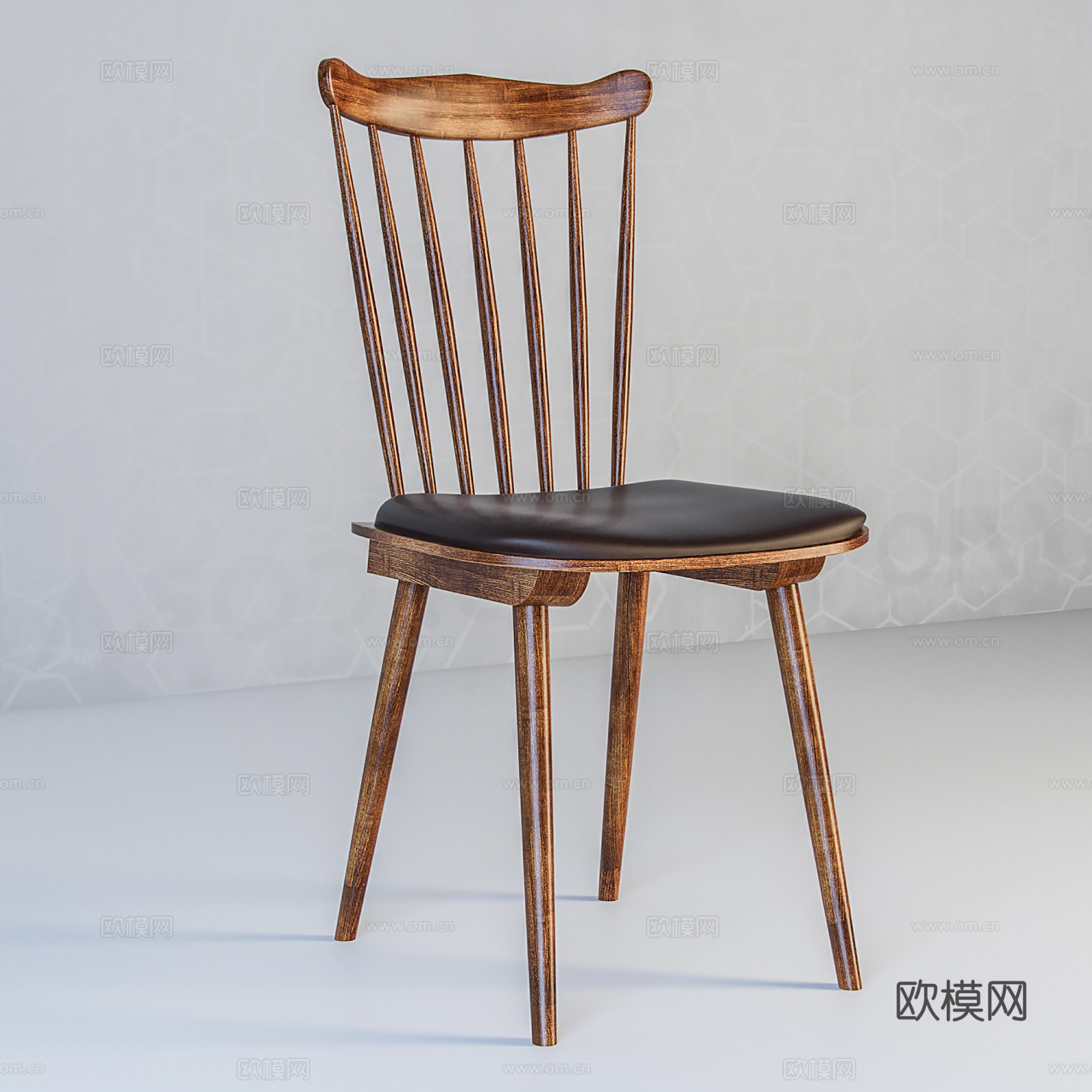中古风休闲单椅  木椅 餐椅 户外椅su模型