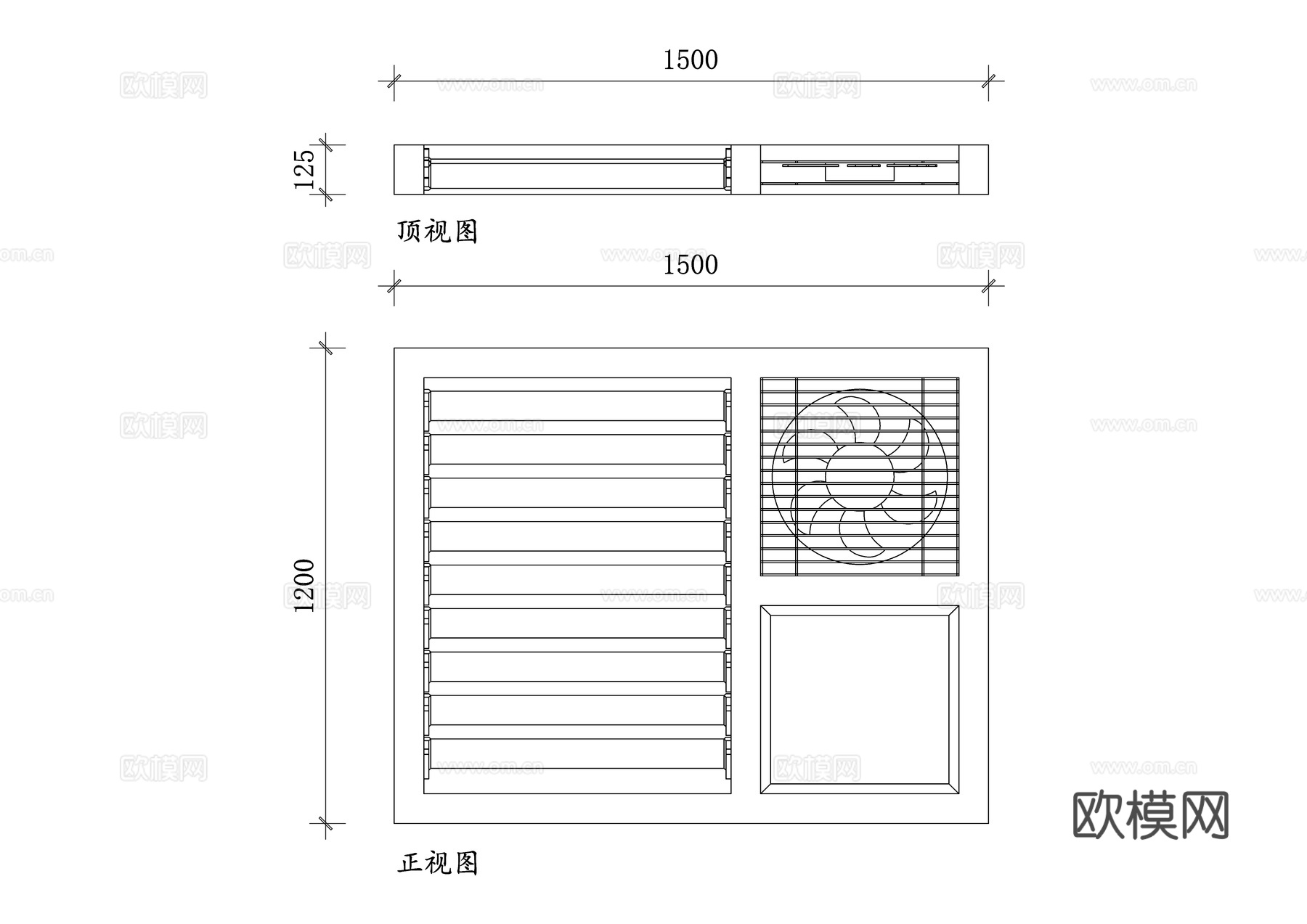 浴室通风窗 卫生间排气窗 湿室通风口 浴室透气窗 卫浴间换气cad施工图