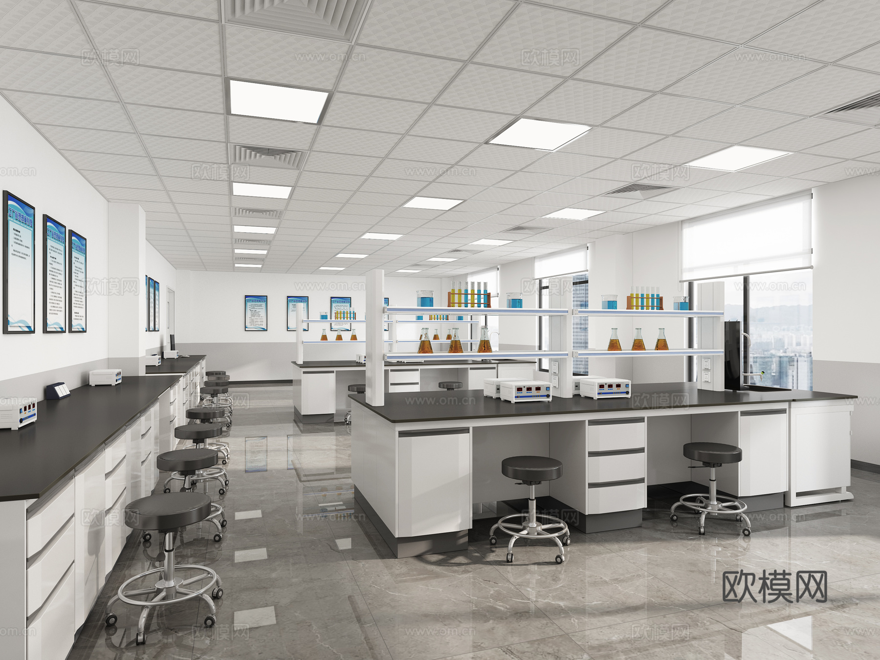 现代化验室科研室3d模型下载