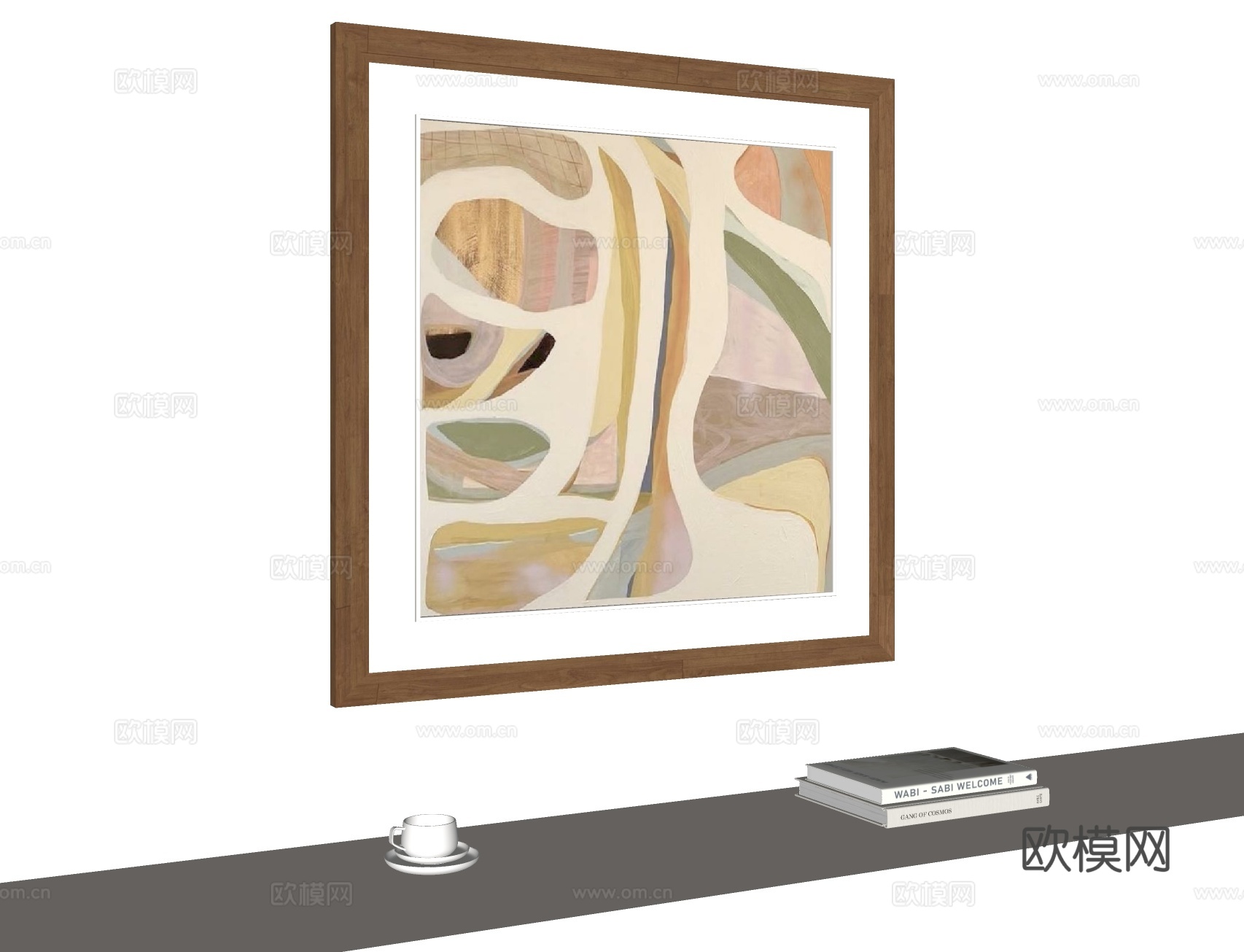 现代挂画 画框su模型