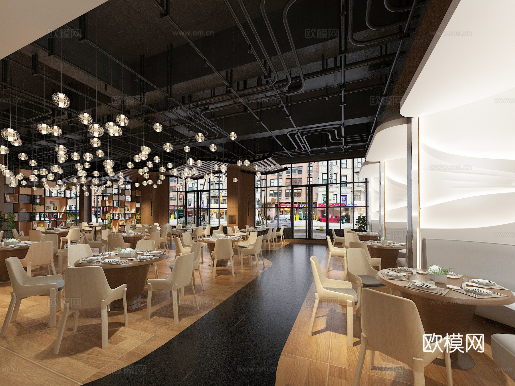 现代临街餐饮空间3d模型