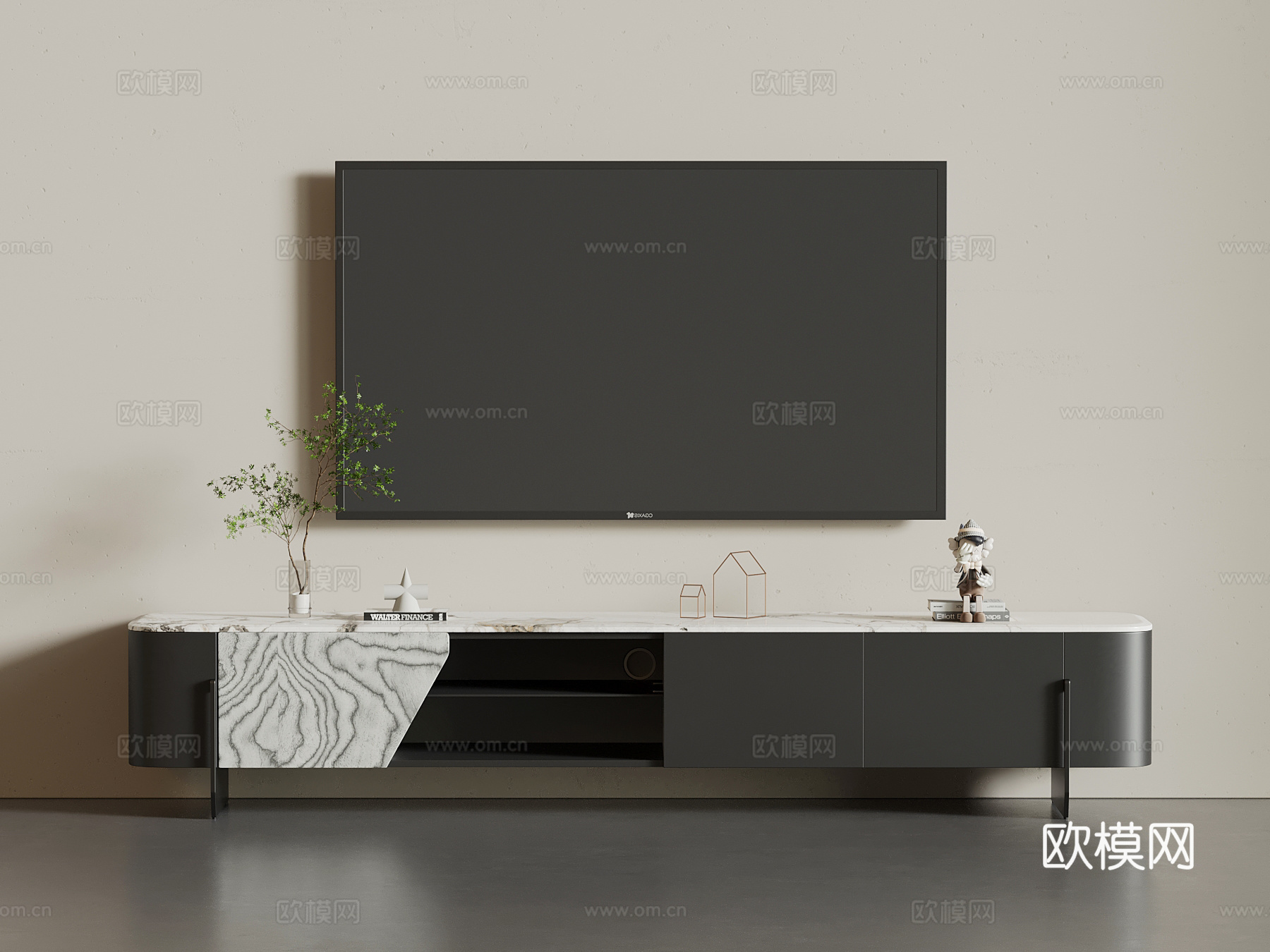 现代意式电视柜su模型
