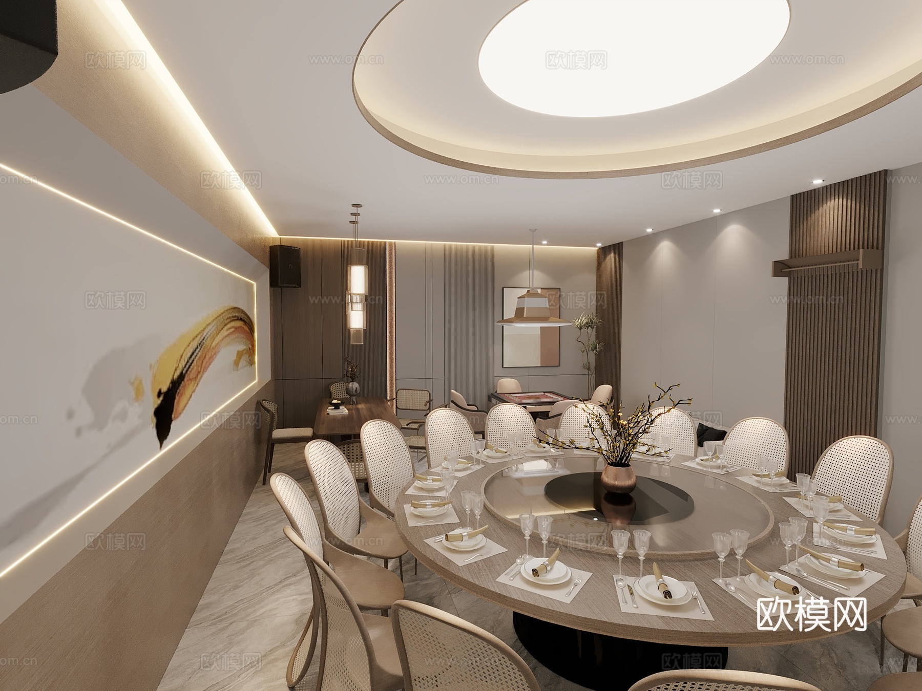 现代餐饮包厢3d模型